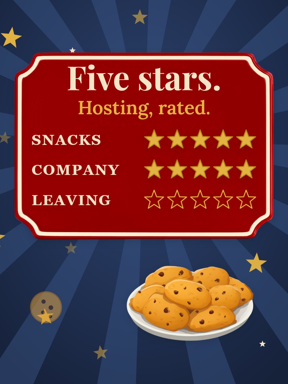 Five Stars, Would Return Thank You for Hosting Card