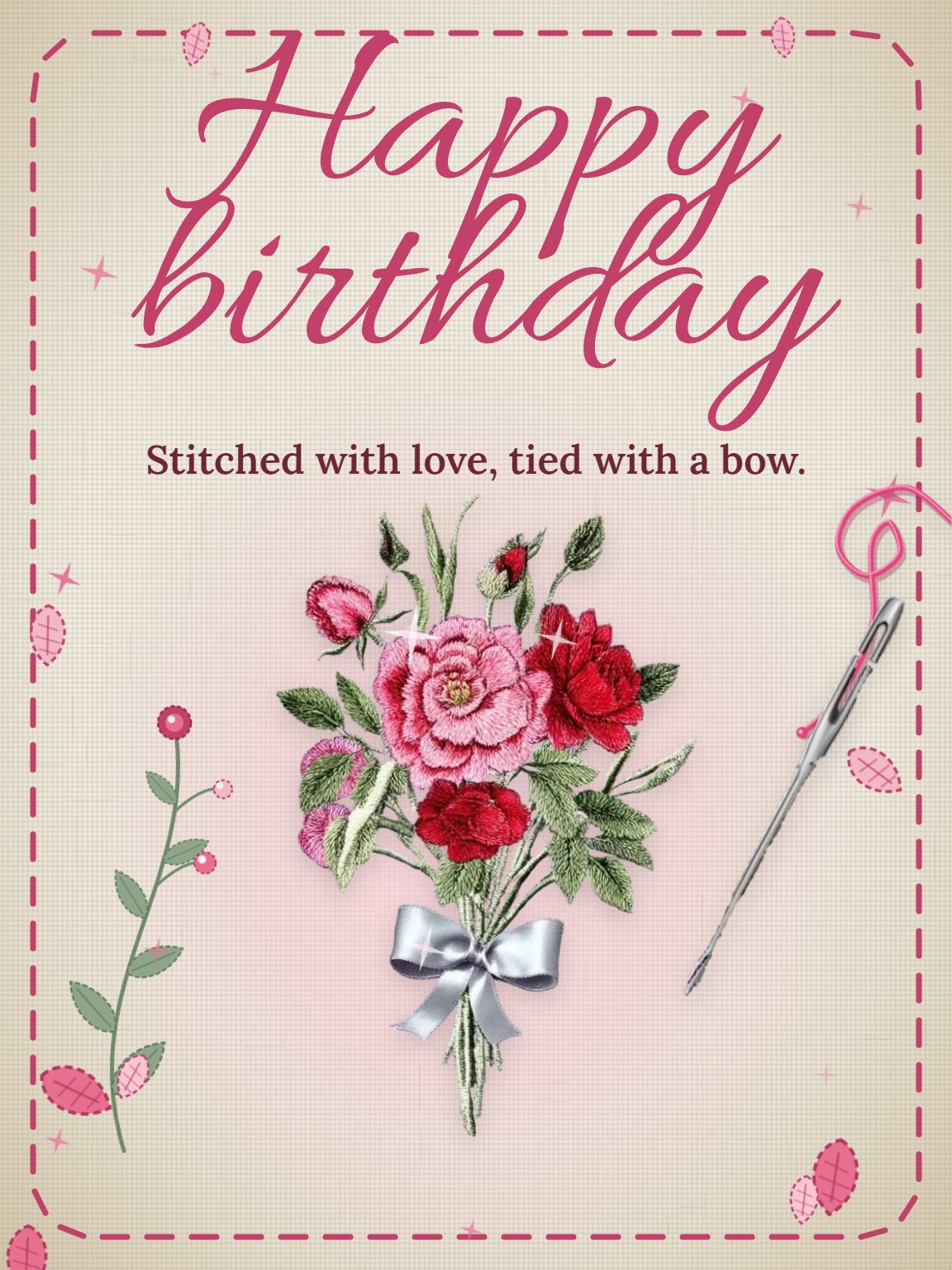 Silk Ribbon Posy Women's Birthday Card