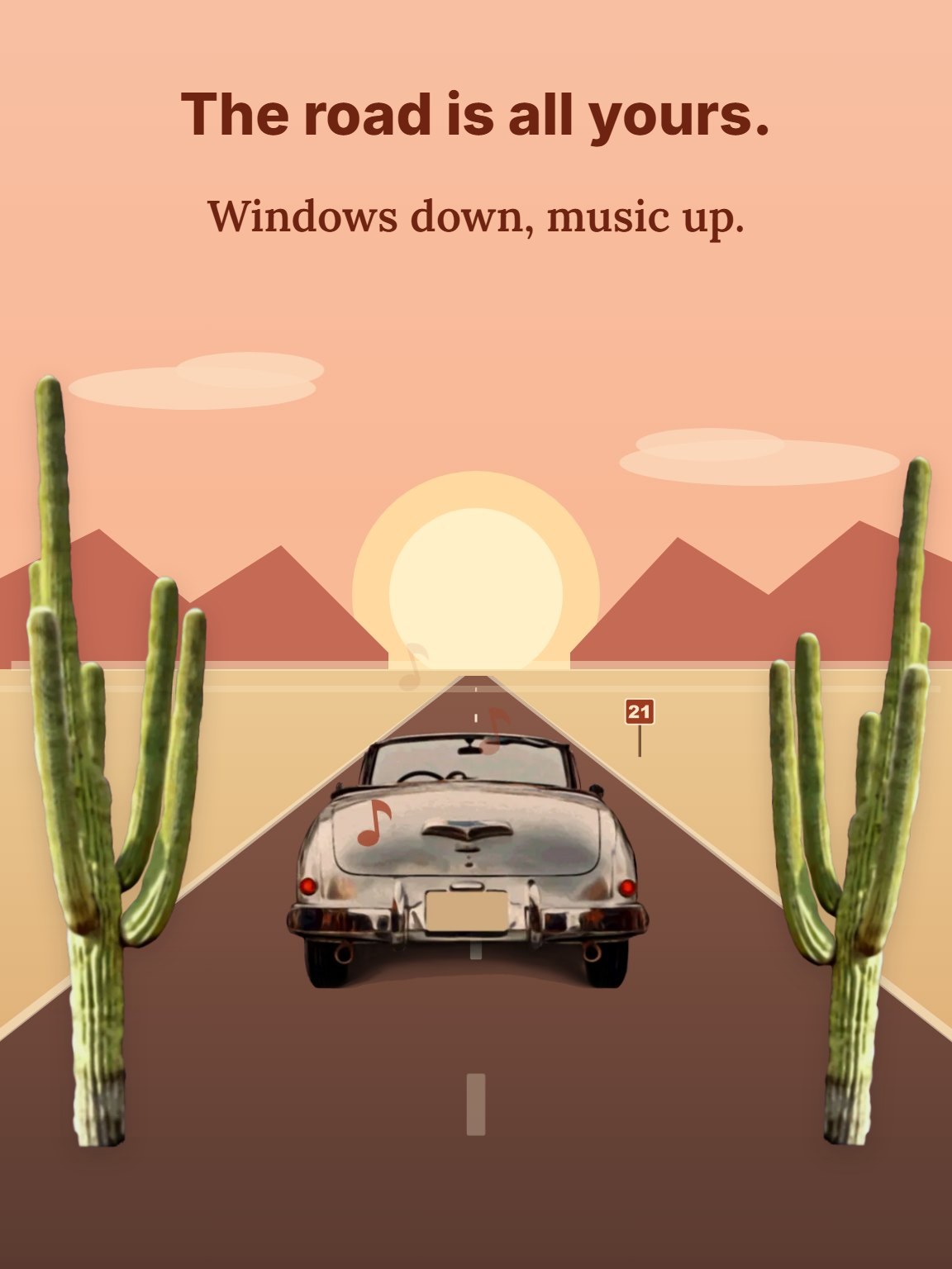 Open Road Twenty-One Birthday Card