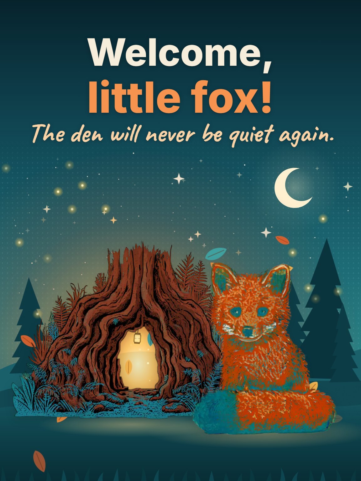 Little Fox Arrival New Baby Boy Card