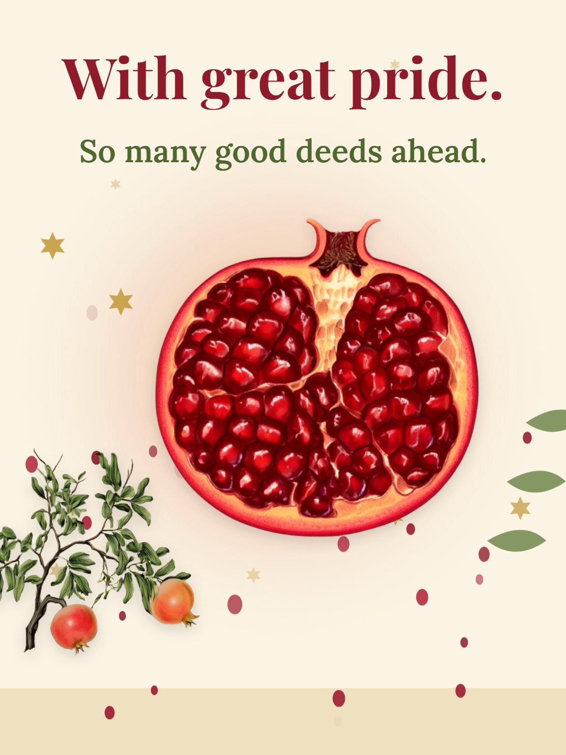 Pomegranate Branch Bar or Bat Mitzvah Card