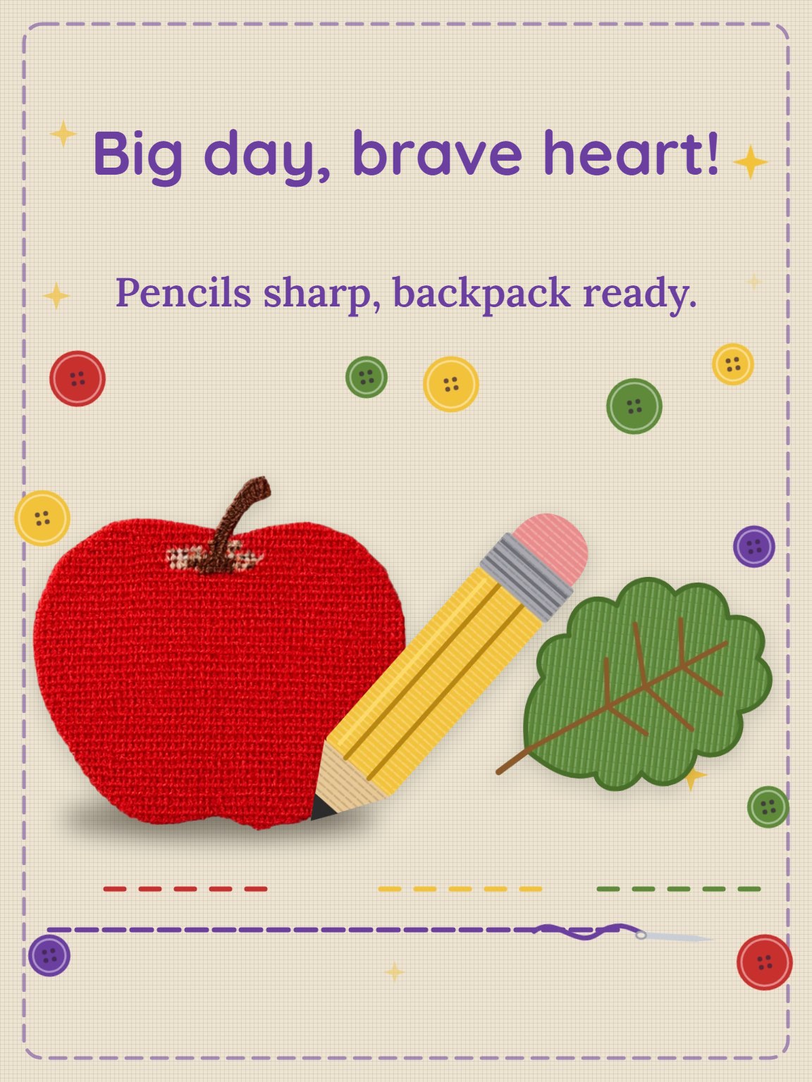 Alphabet Sampler Morning First Day of School Card