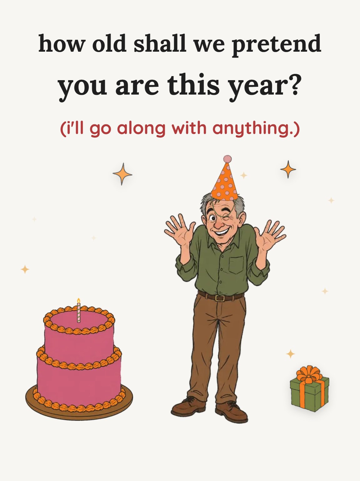 How Old Shall We Pretend Funny Birthday Card