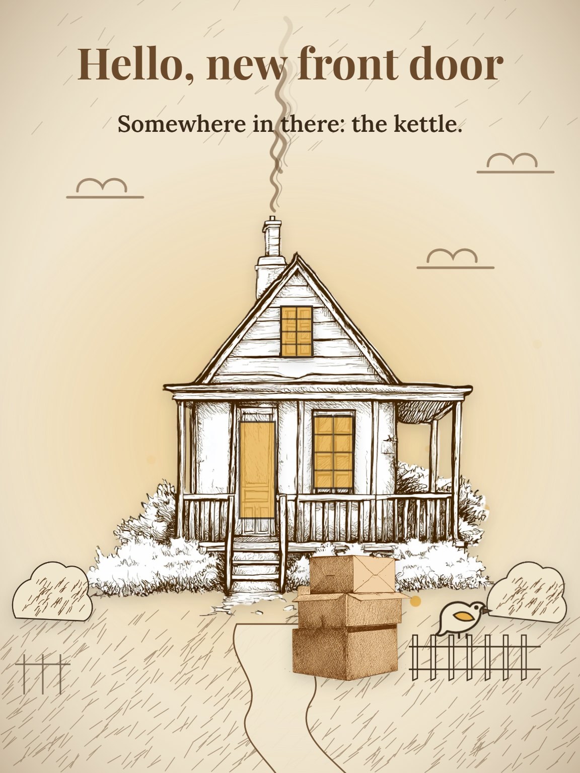 Little House in Ink New Home Card
