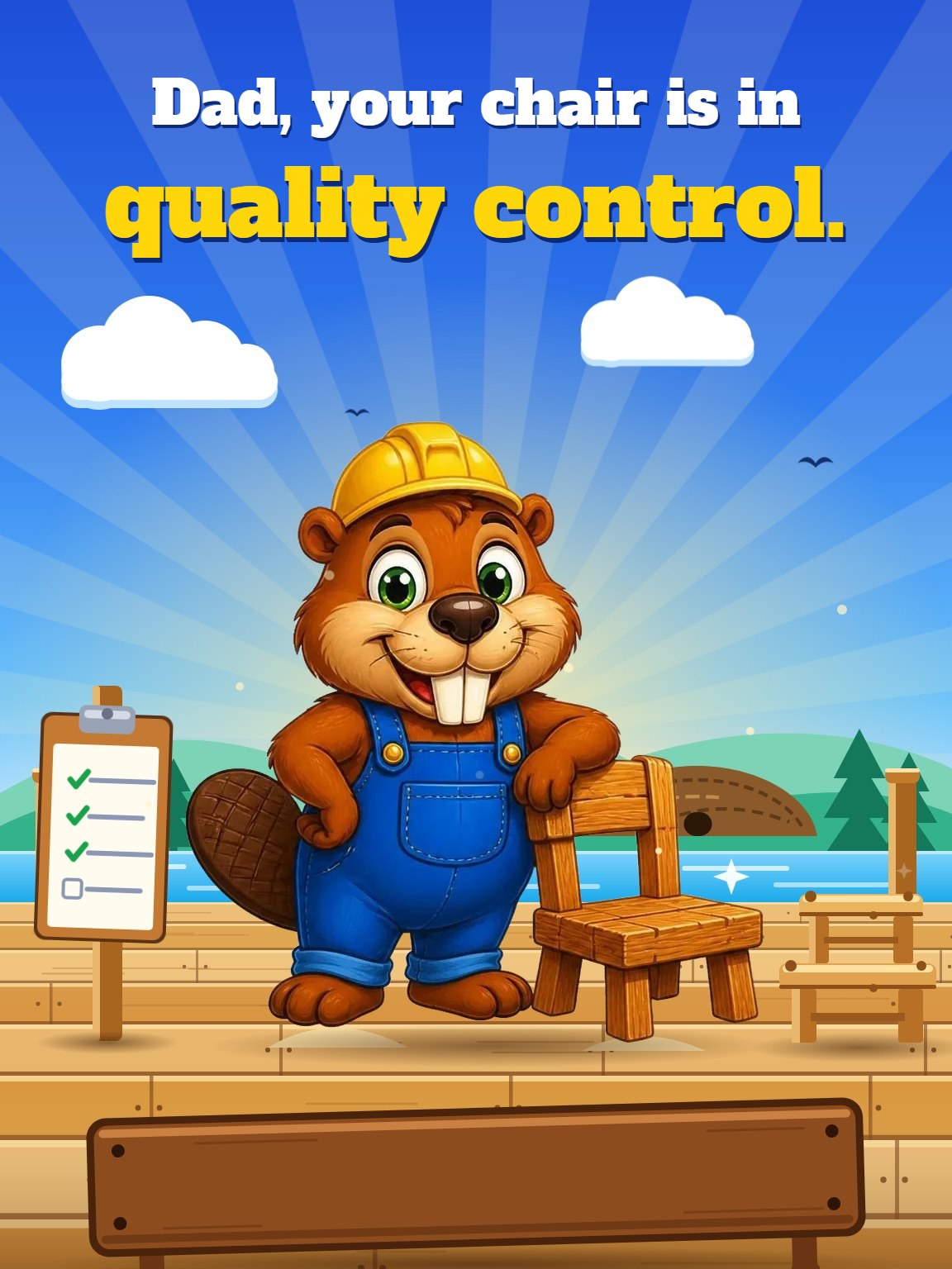 Chair Quality Control Dad Birthday Card
