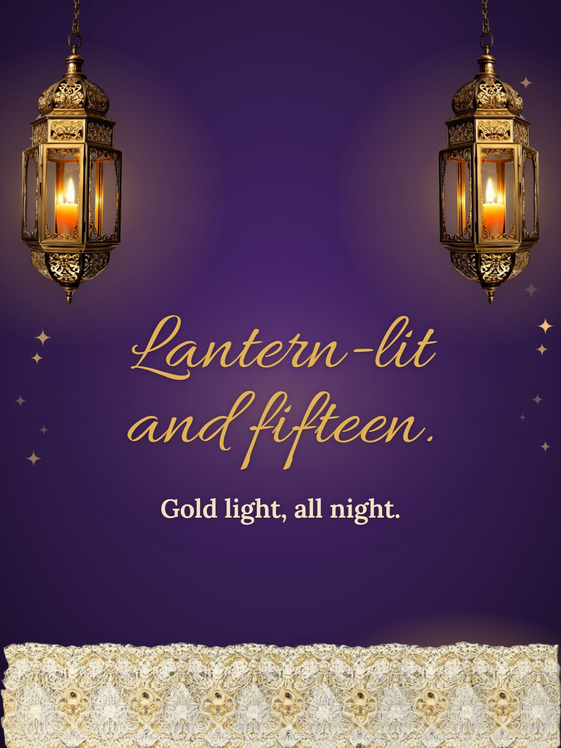 Lace and Lantern Light Quinceañera Card