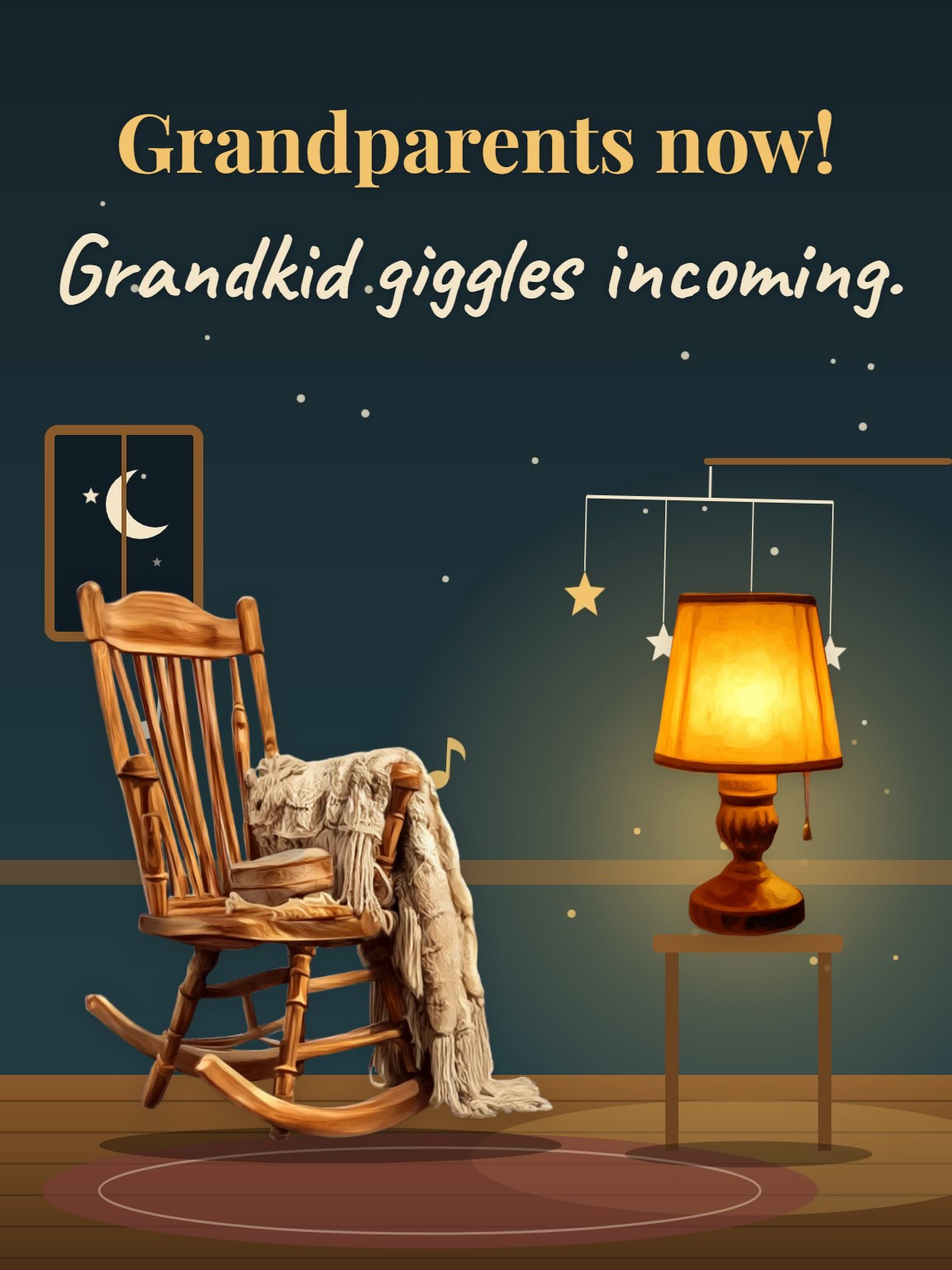 Lamplight and a Lullaby New Grandparents Card