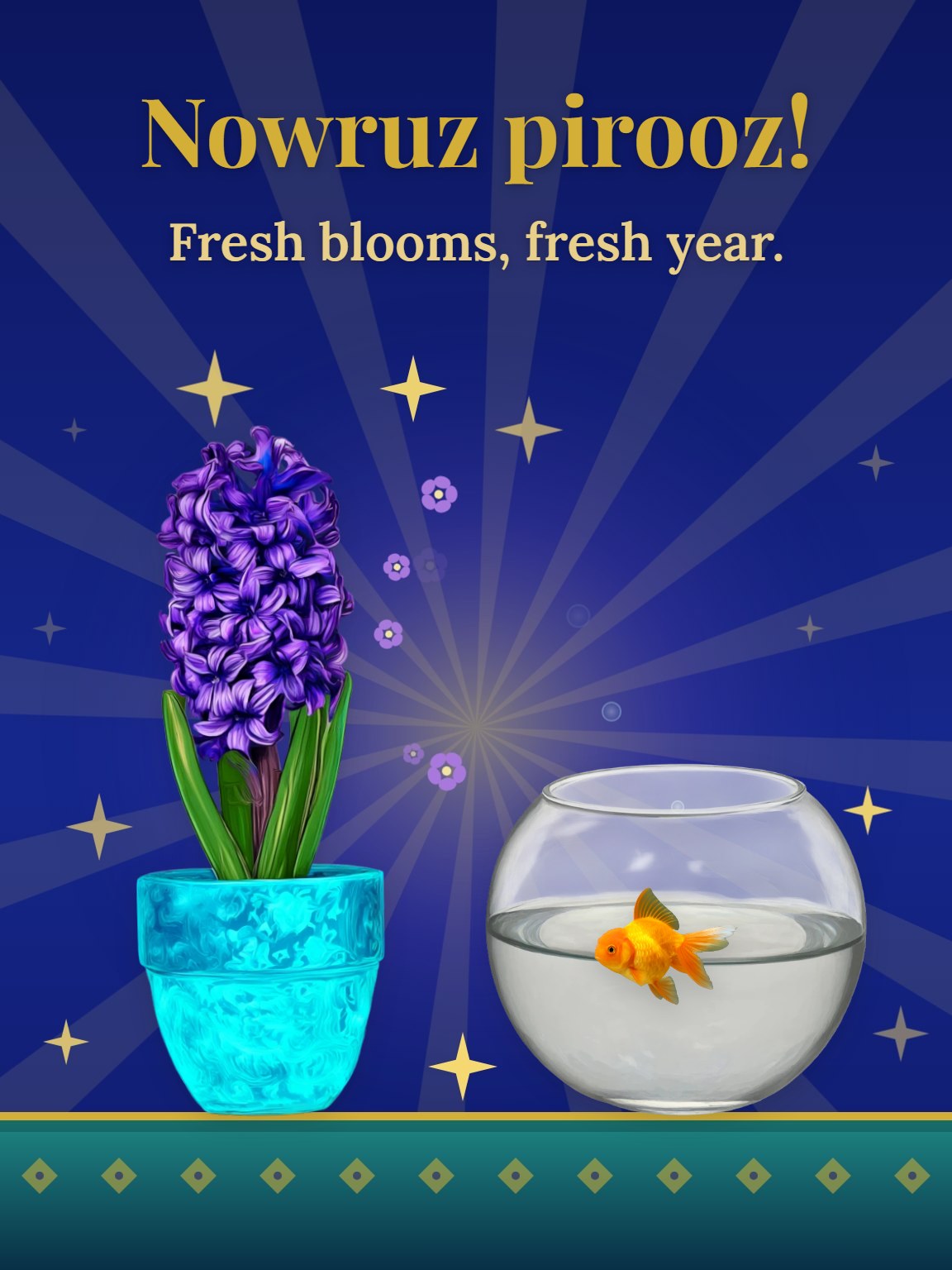Hyacinth and Goldfish Nowruz Card