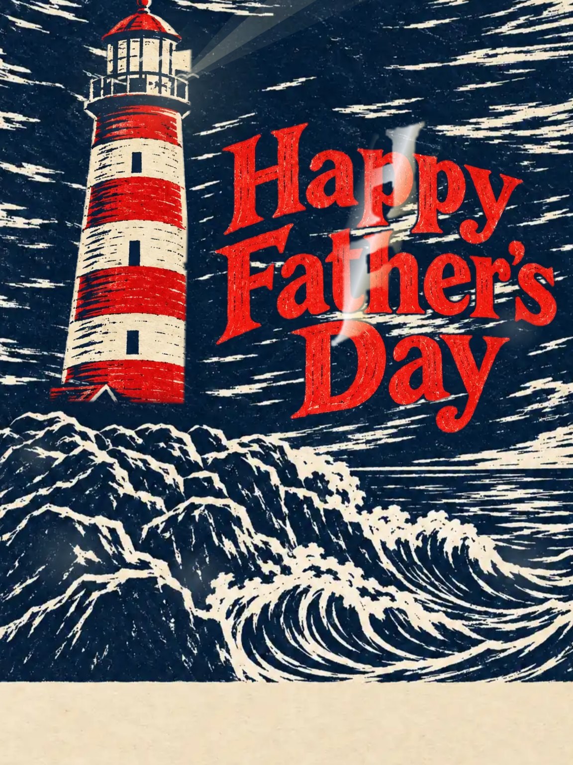 Linocut Lighthouse Father's Day Card