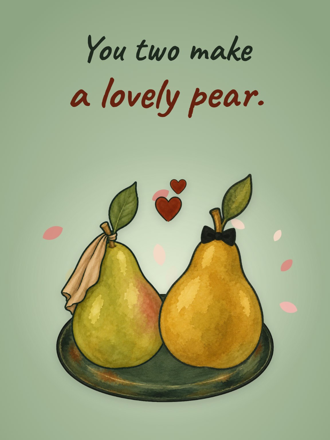 A Lovely Pear Wedding Congratulations Card