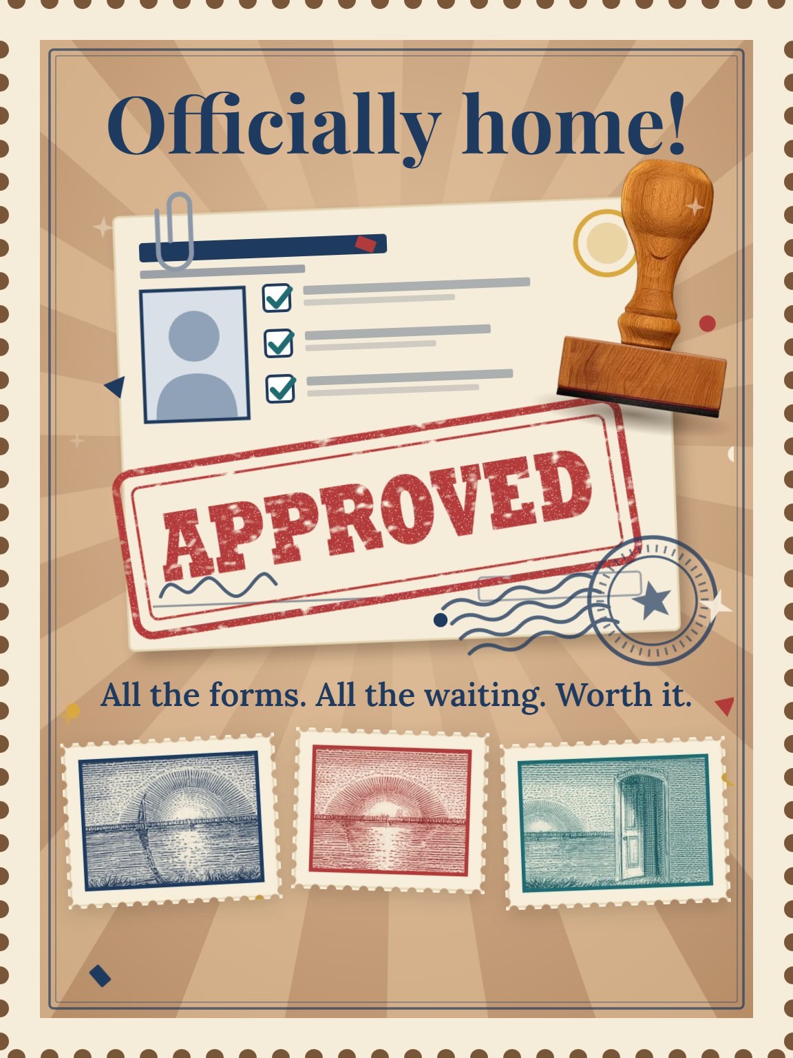 Stamped and Welcomed Citizenship Congratulations Card