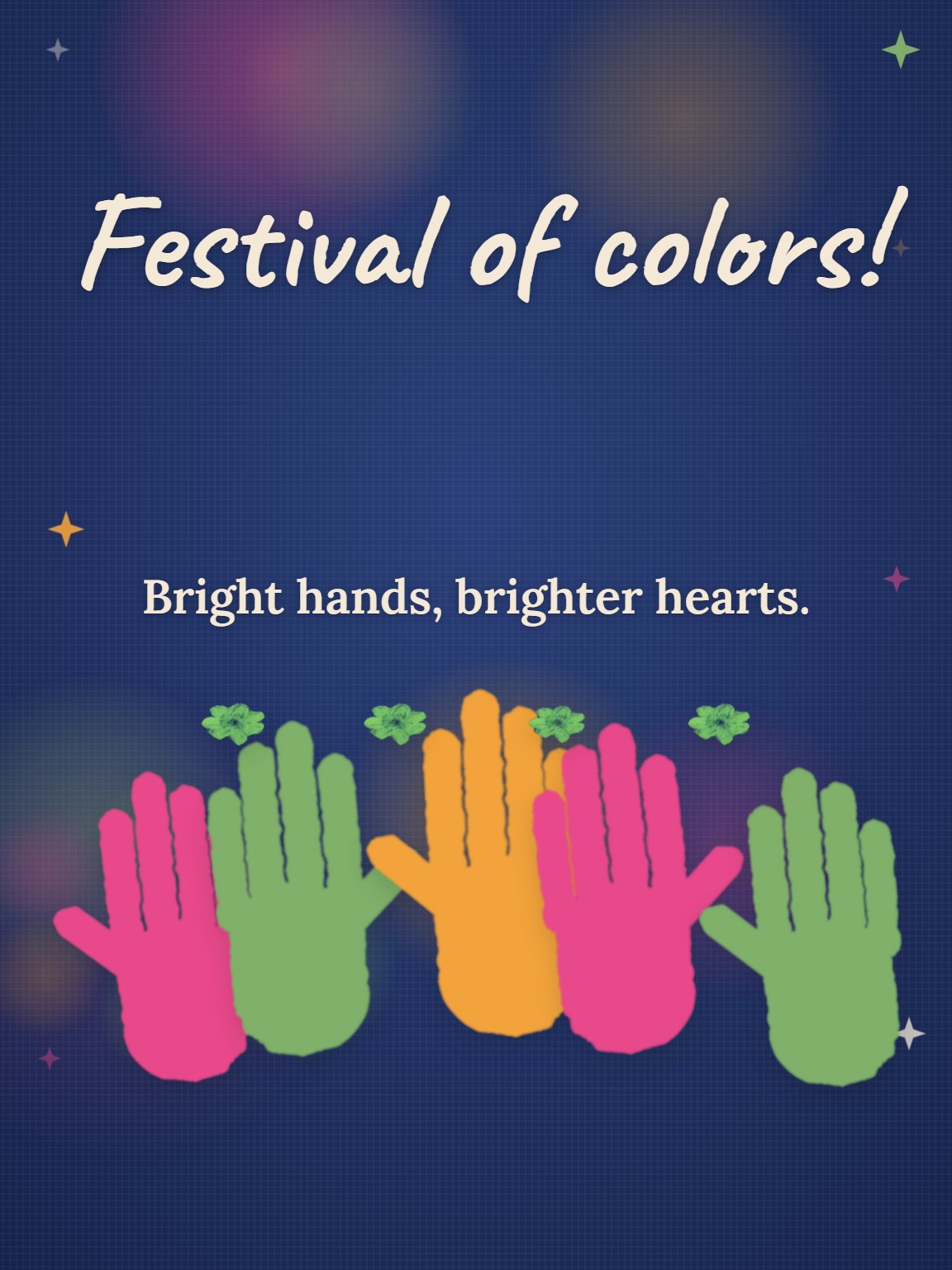 Handprints on Cotton Holi Card