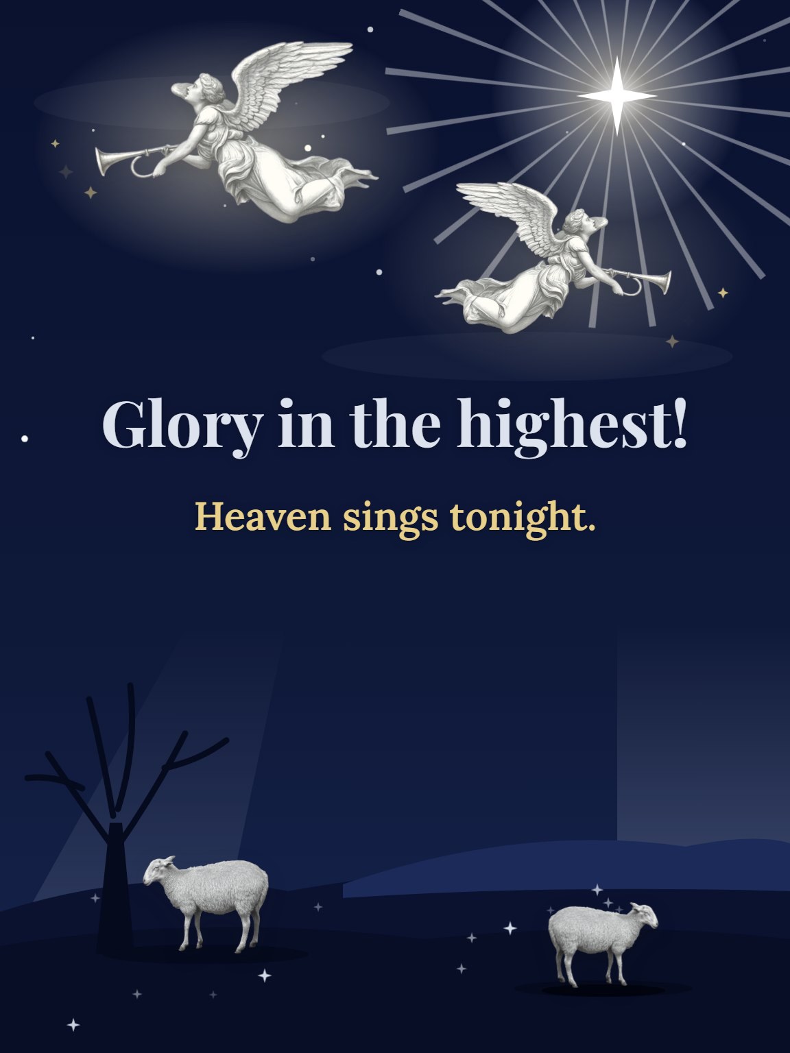 Angels Over the Fields Religious Christmas Card