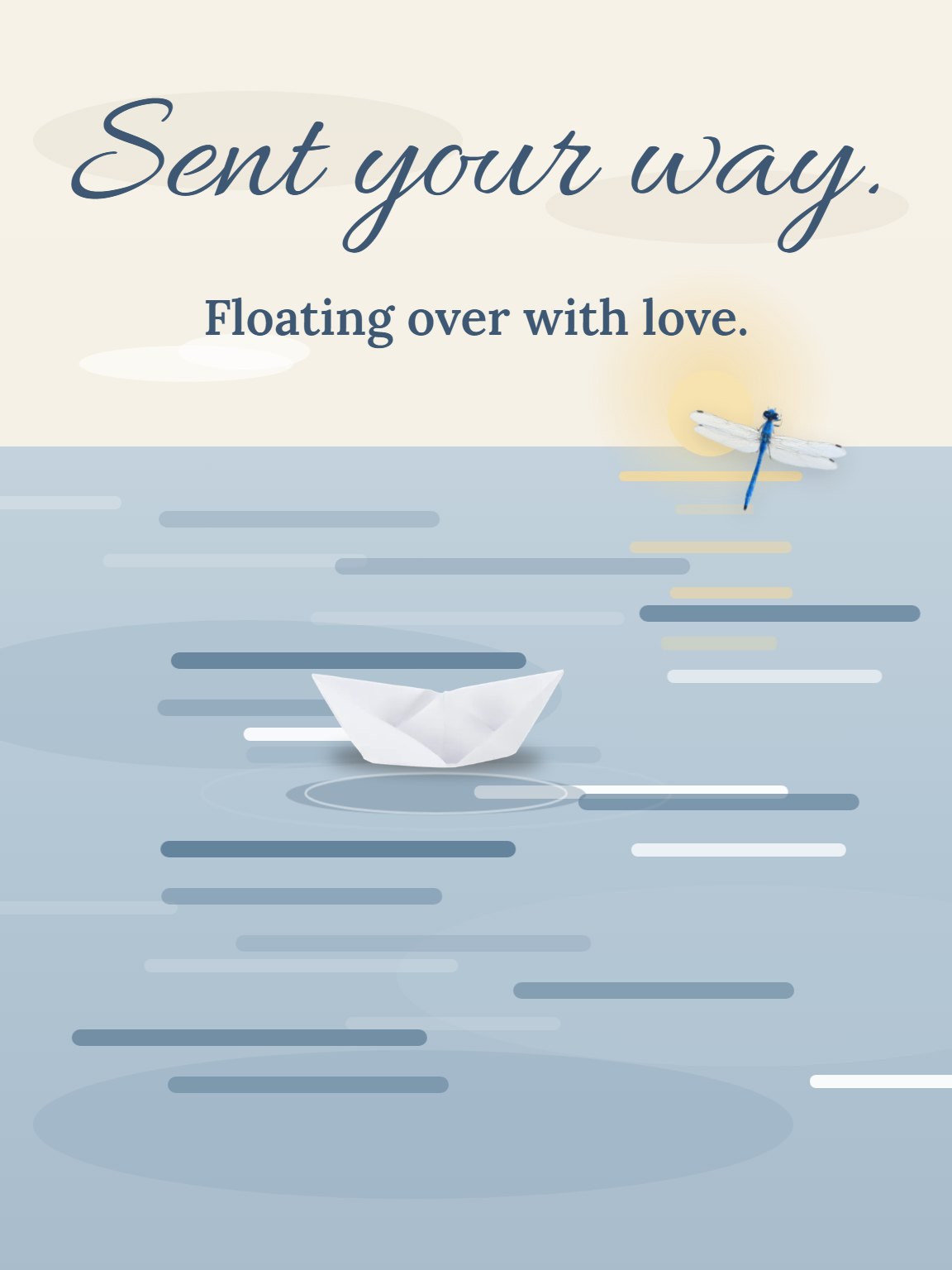 Paper Boat Crossing Thinking of You Card