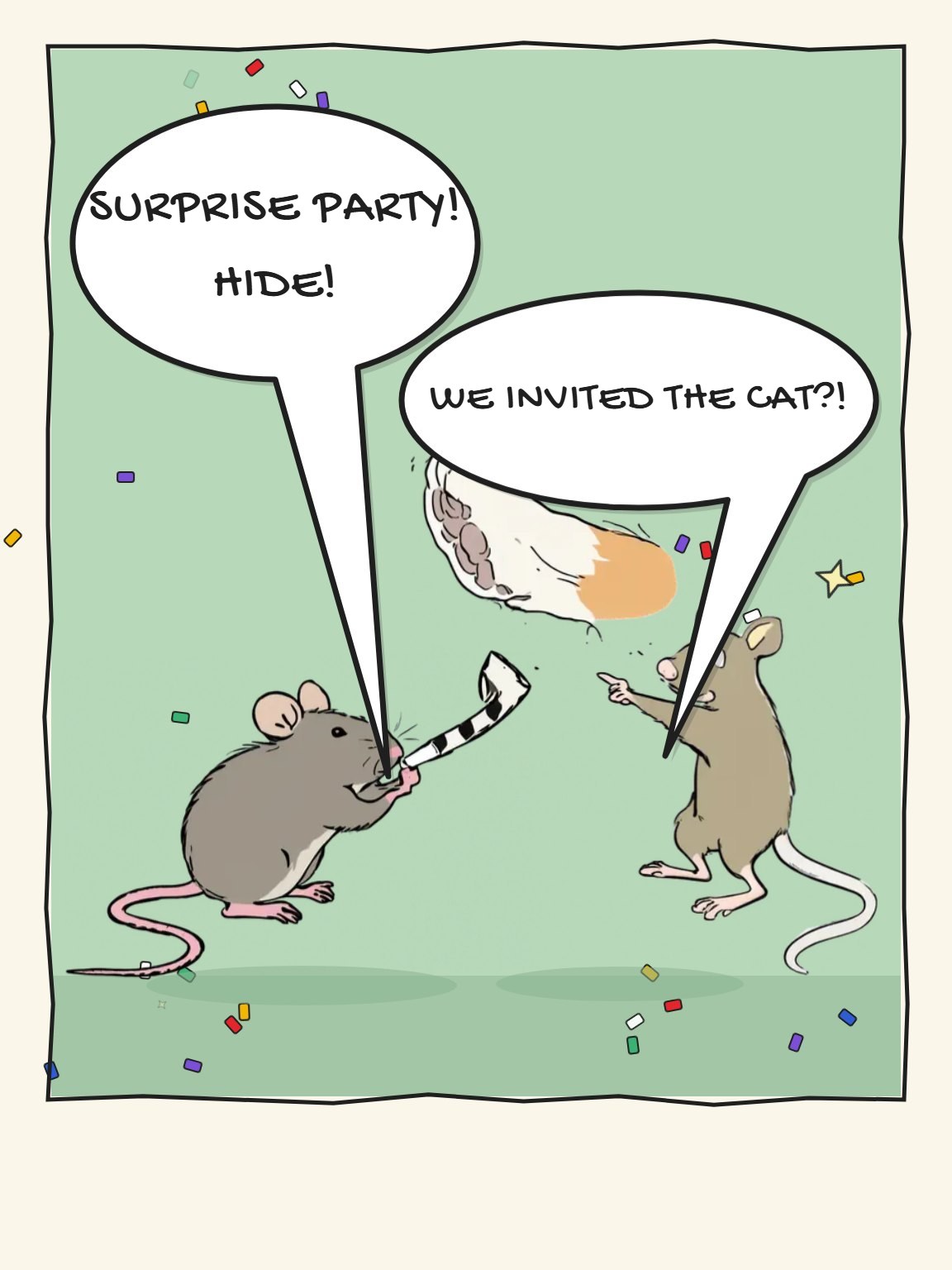 Invited the Cat Funny Birthday Card