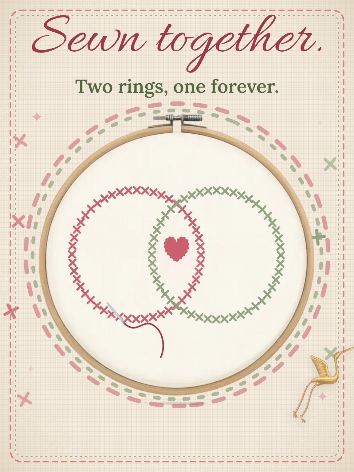 Double Ring Quilt Wedding Congratulations Card
