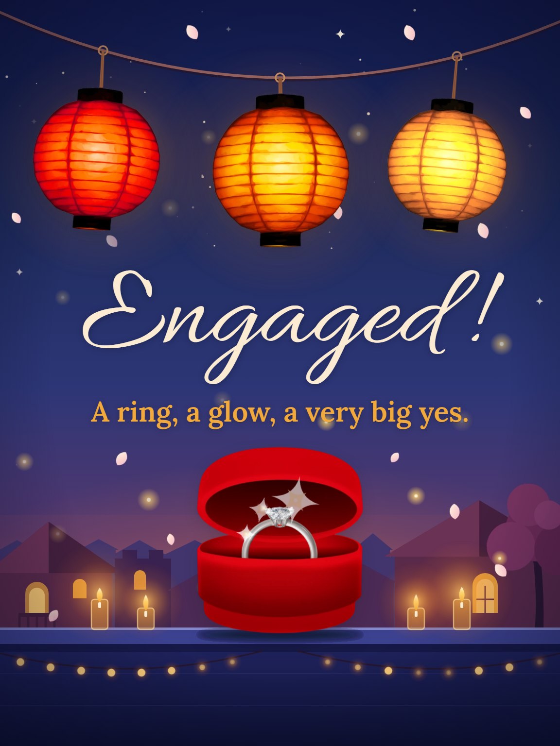 Lantern-Lit Proposal Engagement Card