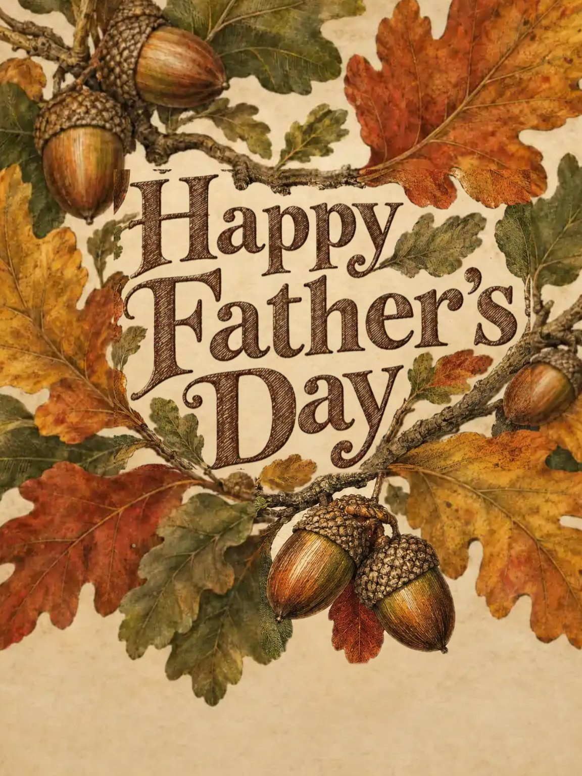 Autumn Oak Engraving Father's Day Card