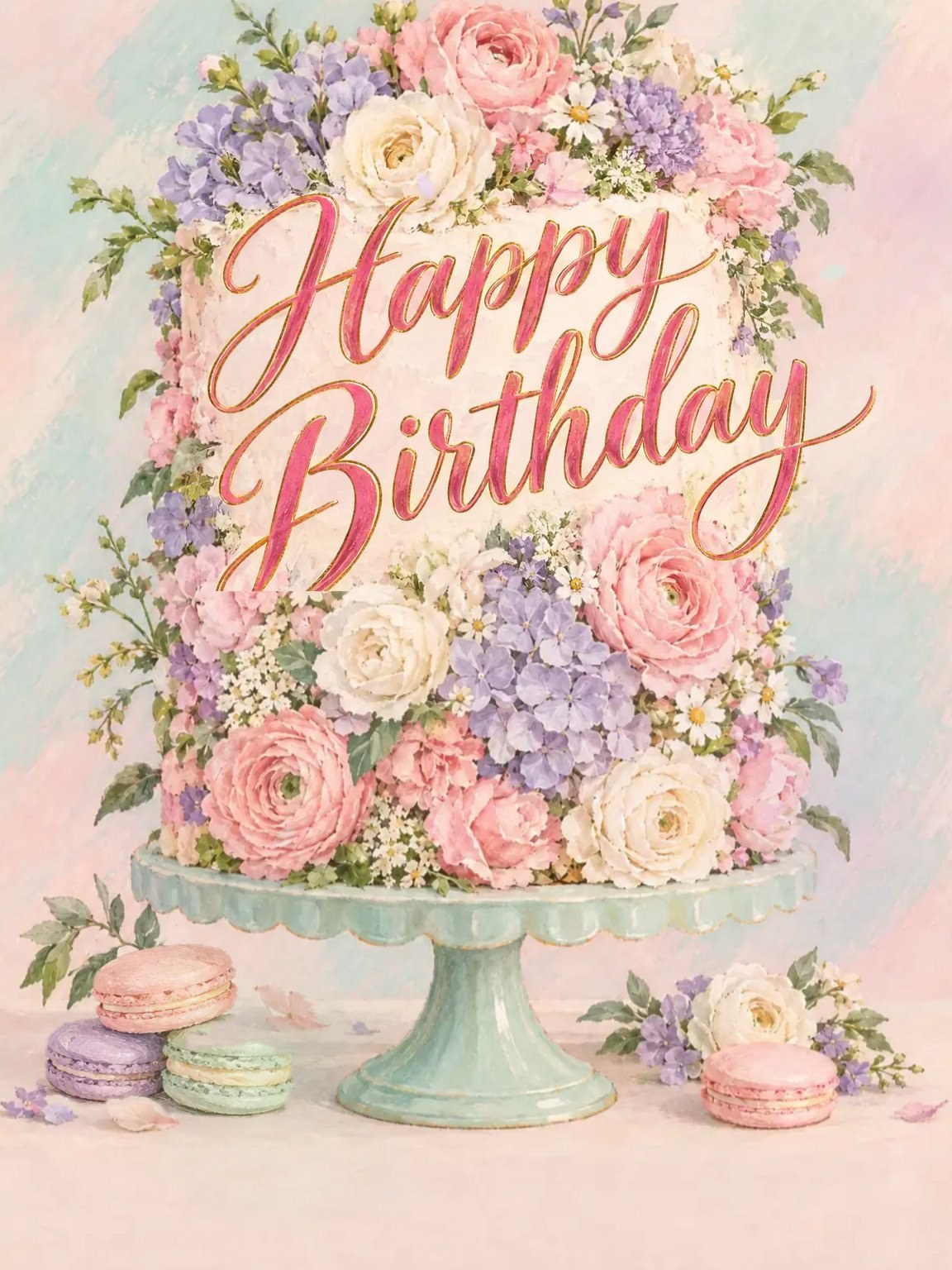 Flower Cake Birthday Card