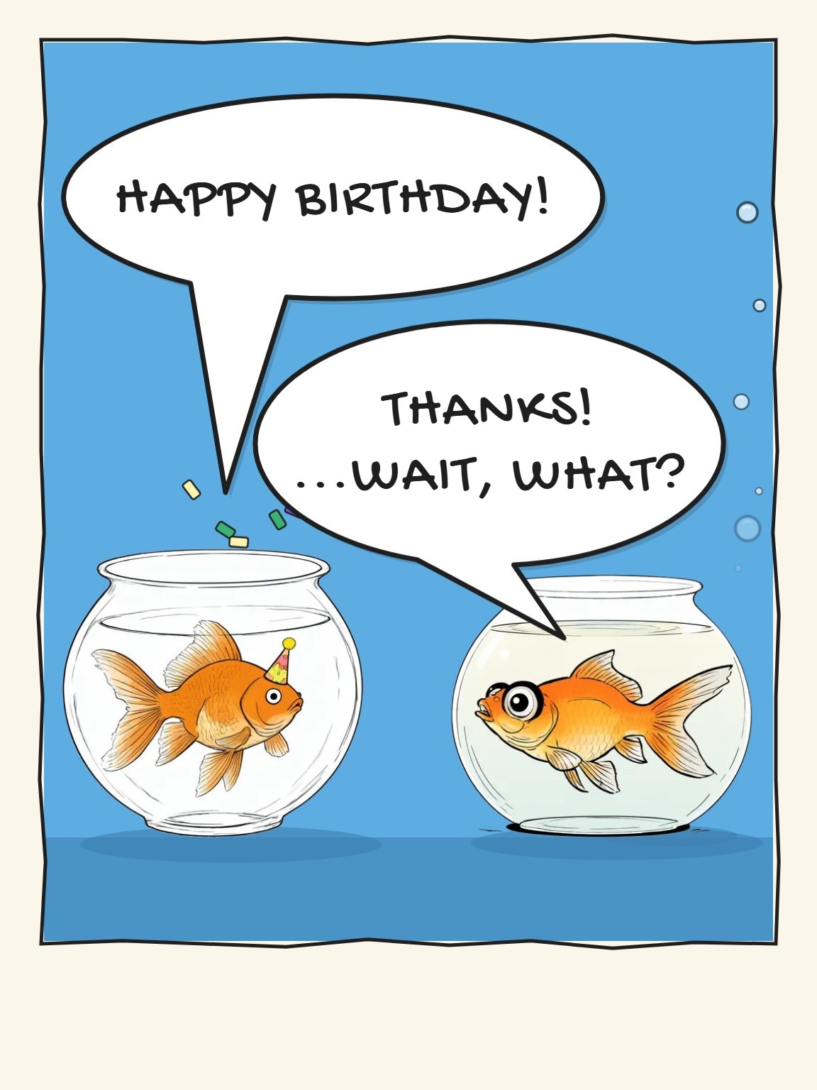 Goldfish Wishes Funny Birthday Card