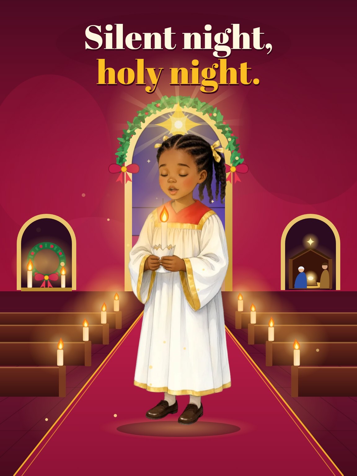Candlelight Service Religious Christmas Card