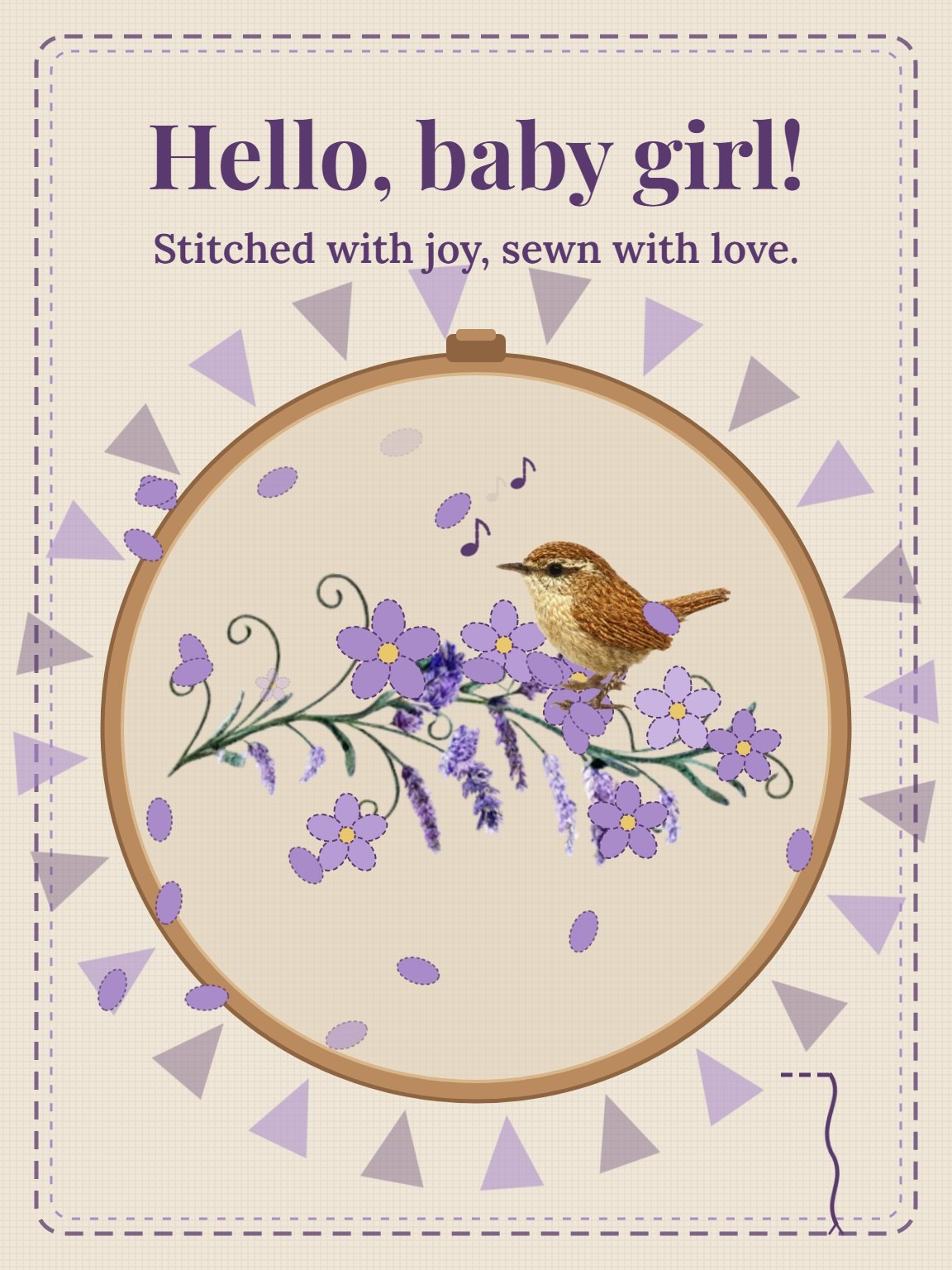 Little Wren New Baby Girl Card