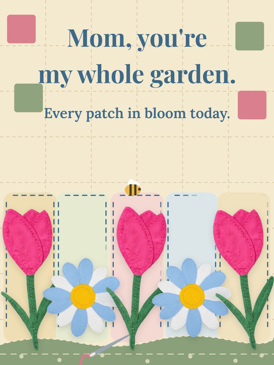 Patchwork Garden for Mom Birthday Card