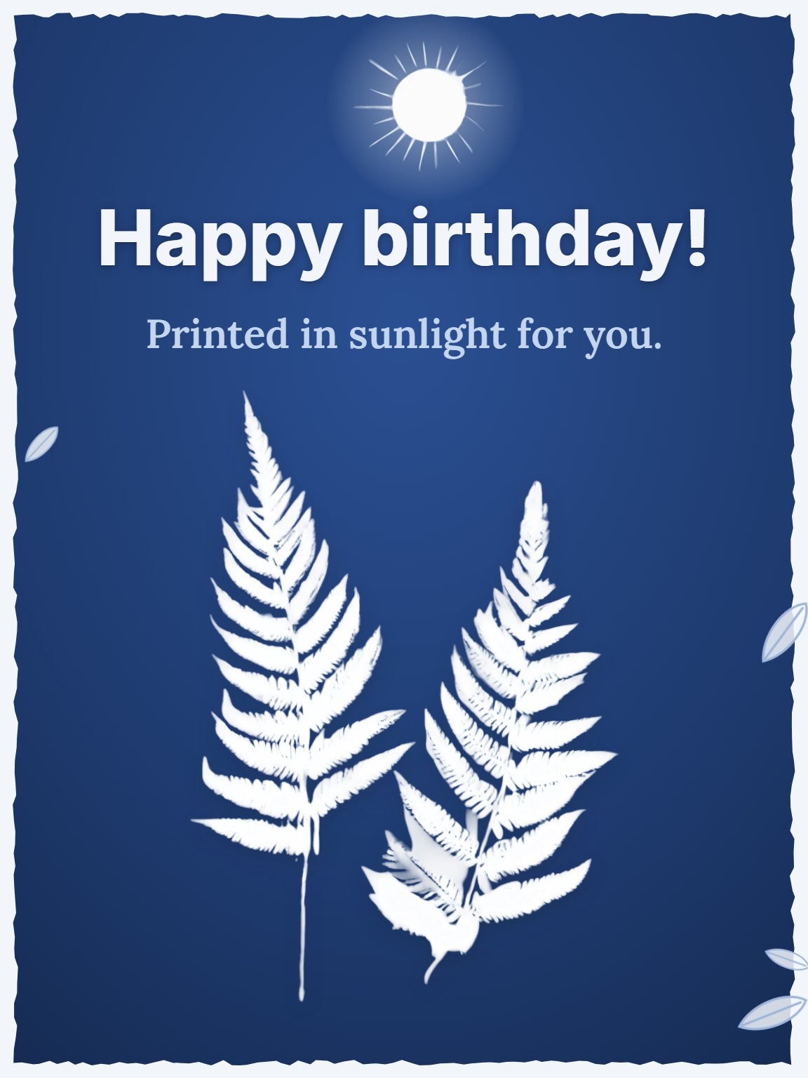 Cyanotype Ferns Men's Birthday Card
