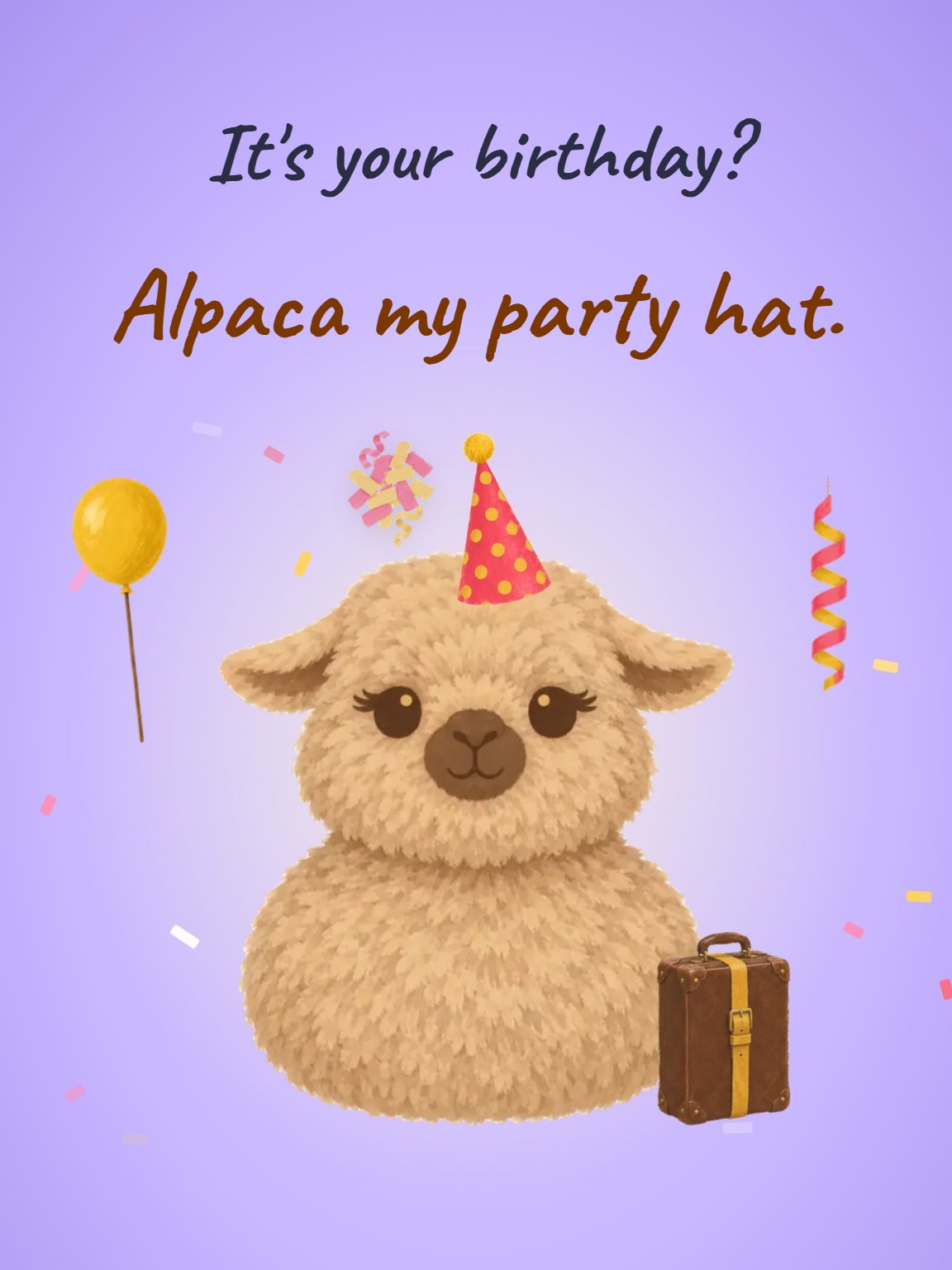 Alpaca My Hat Funny Birthday Card