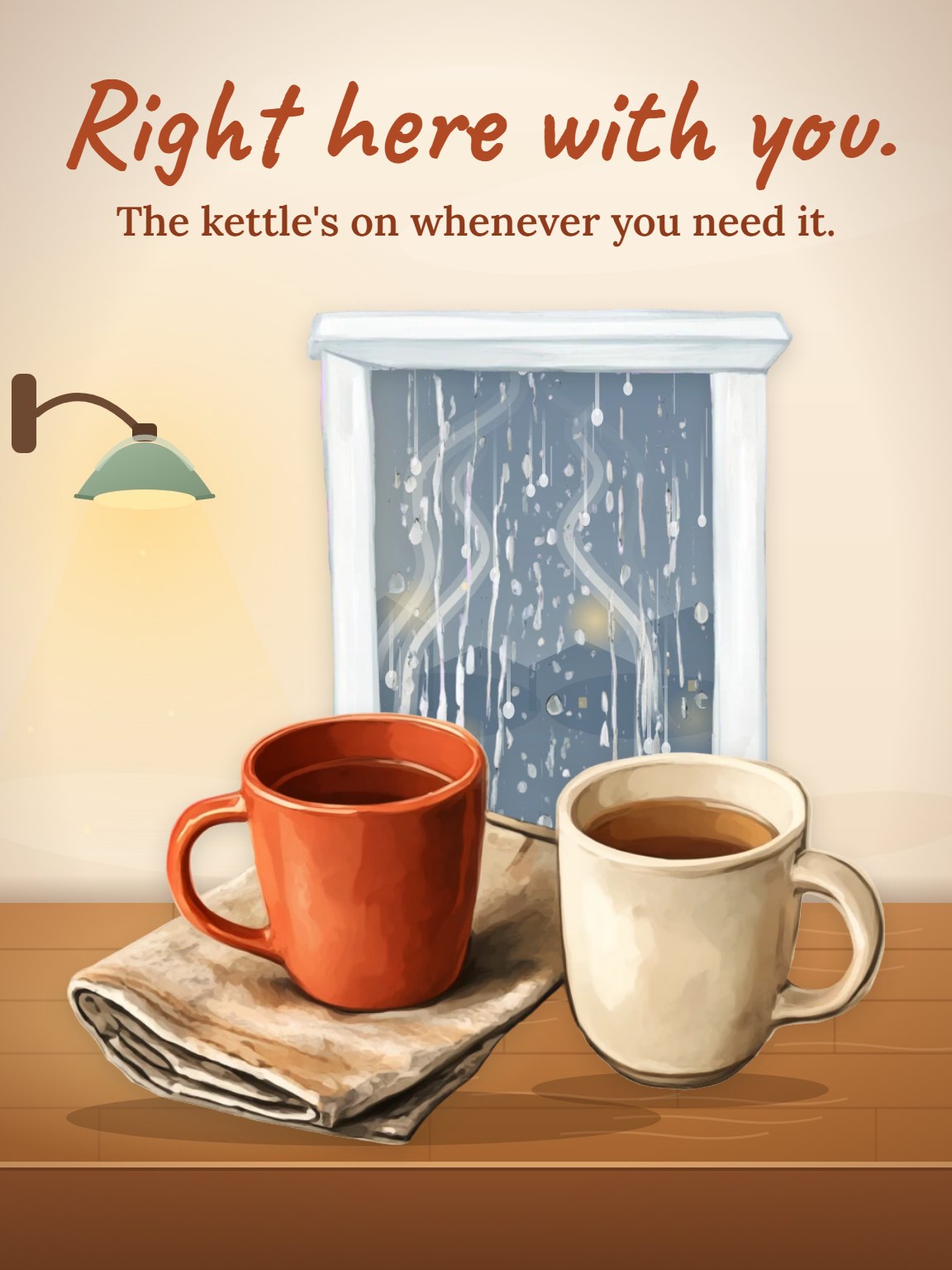 Two Mugs, One Table Thinking of You Card
