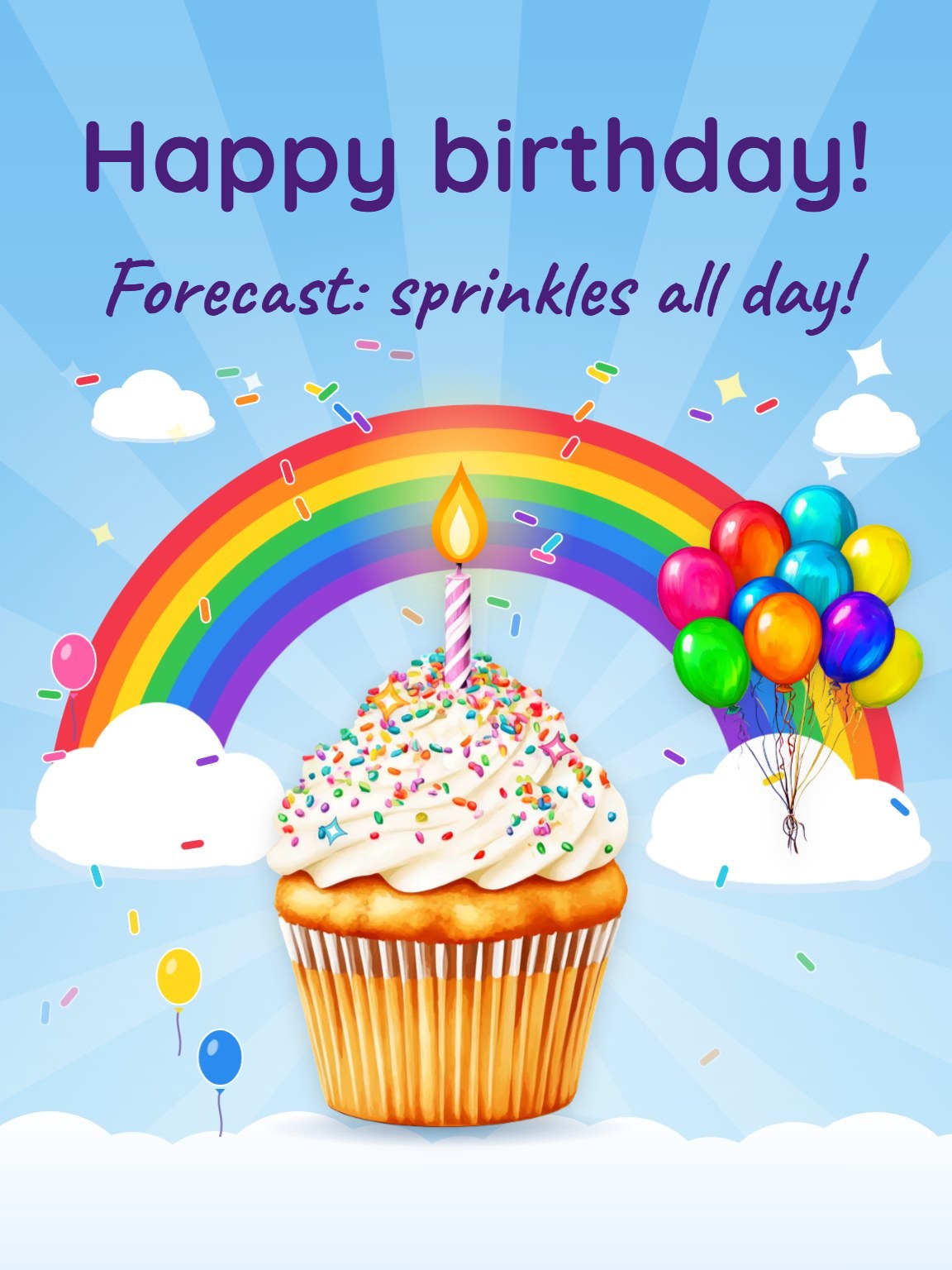 Rainbow Sprinkle Wish Kids Birthday Card