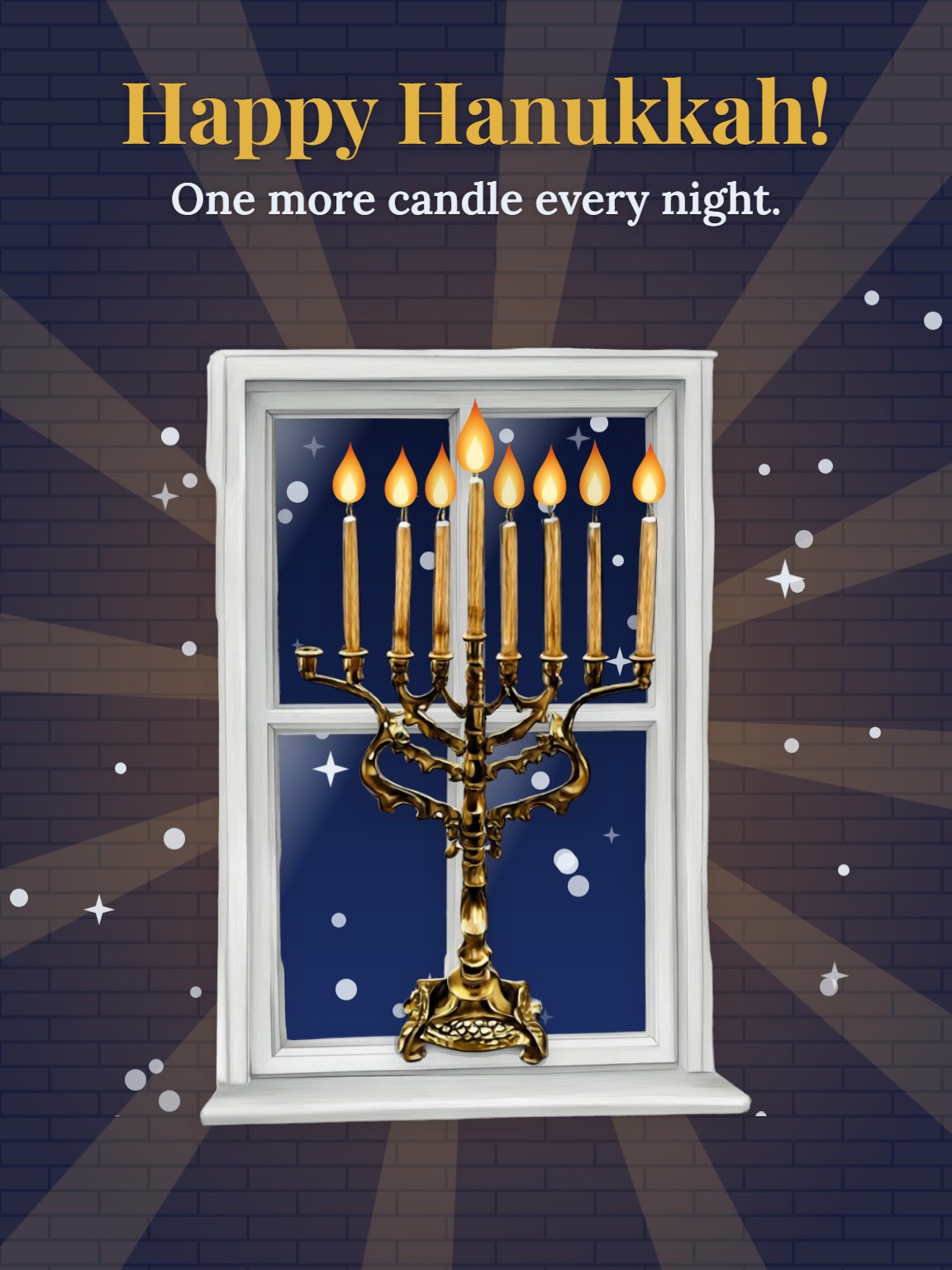 Window Menorah Hanukkah Card