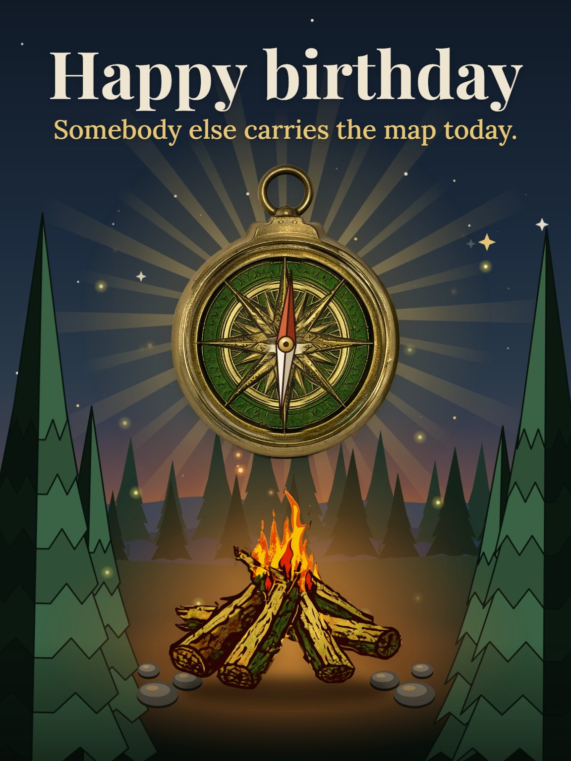 Compass and Pine Men's Birthday Card