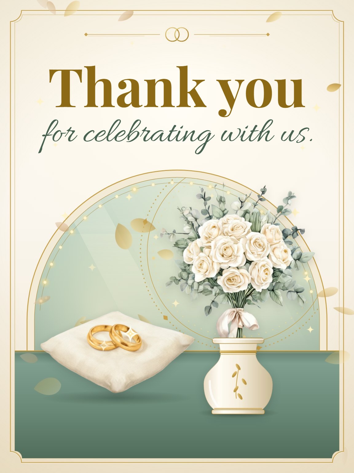 Ivory & Gold Wedding Thank You Card