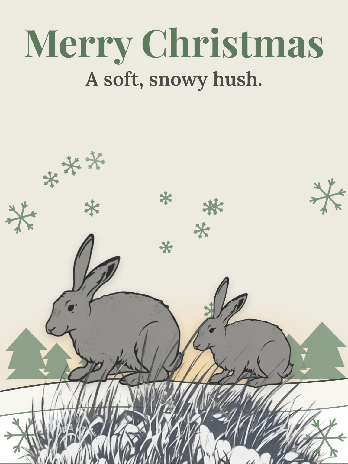 Winter Hares Woodblock Christmas Card