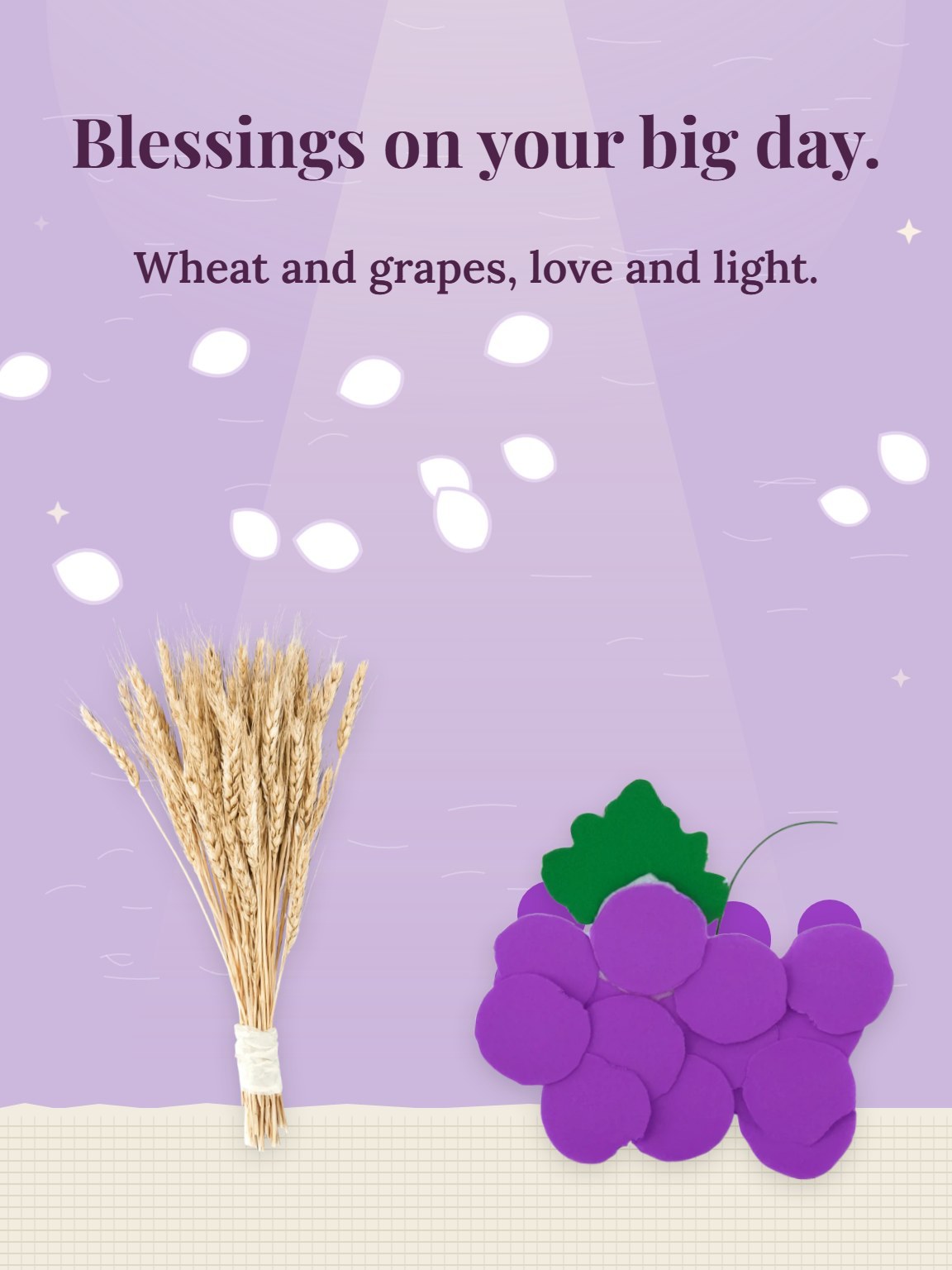 Wheat, Grapes and Linen First Communion Card