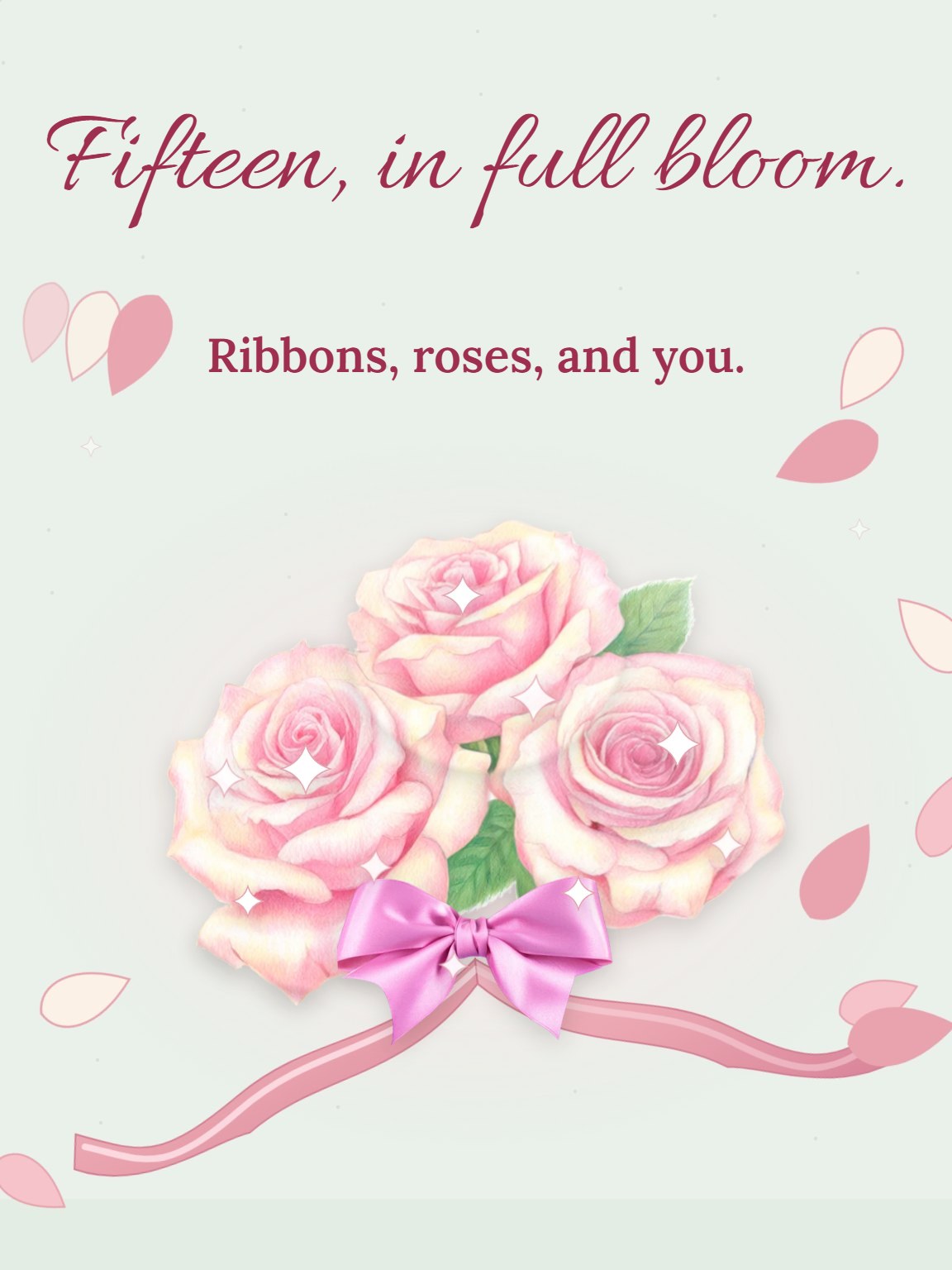 Sugar Roses and Ribbon Quinceañera Card