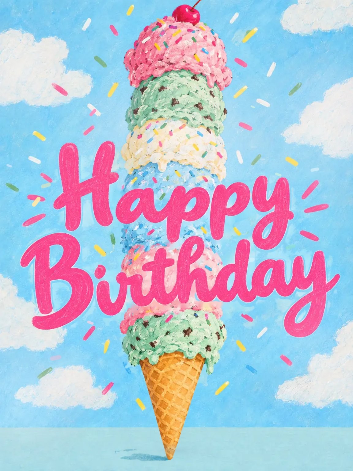 Ice Cream Tower Birthday Card