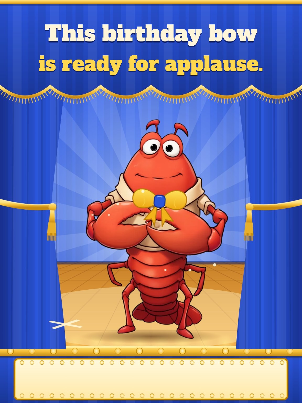 Lobster Bow Applause Men's Birthday Card