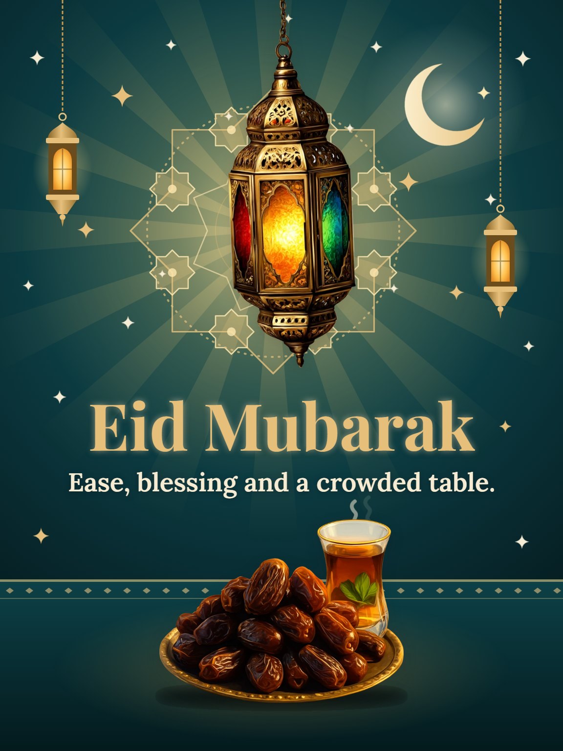 Fanous Lantern Glow Eid Mubarak Card