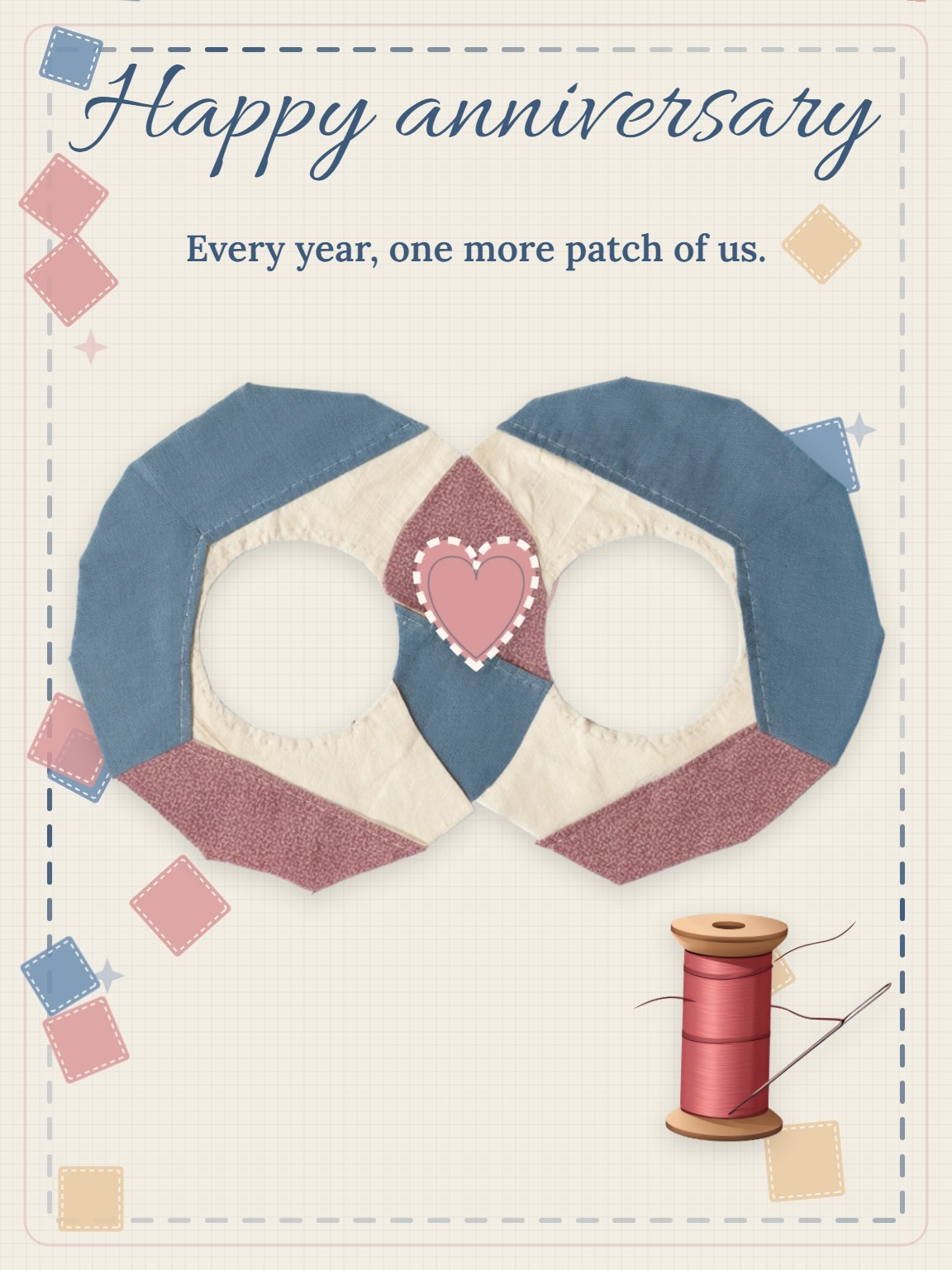 Double Ring Quilt Wedding Anniversary Card