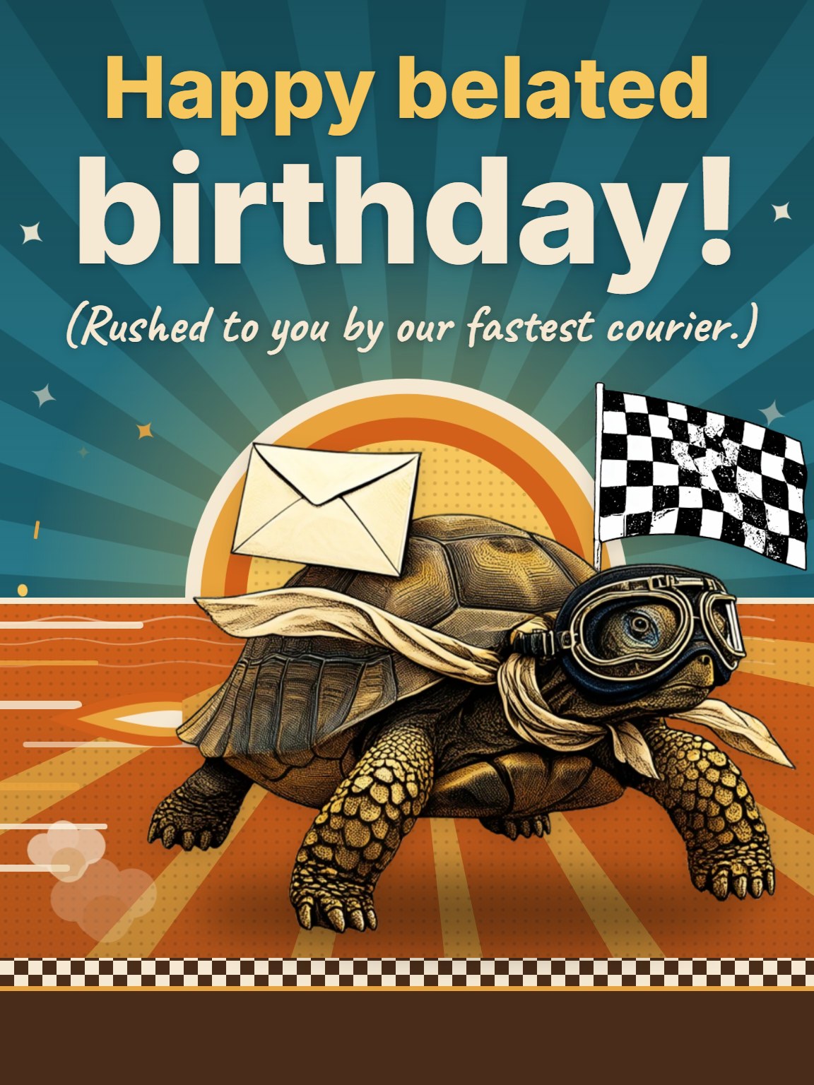 Tortoise Express Belated Birthday Card