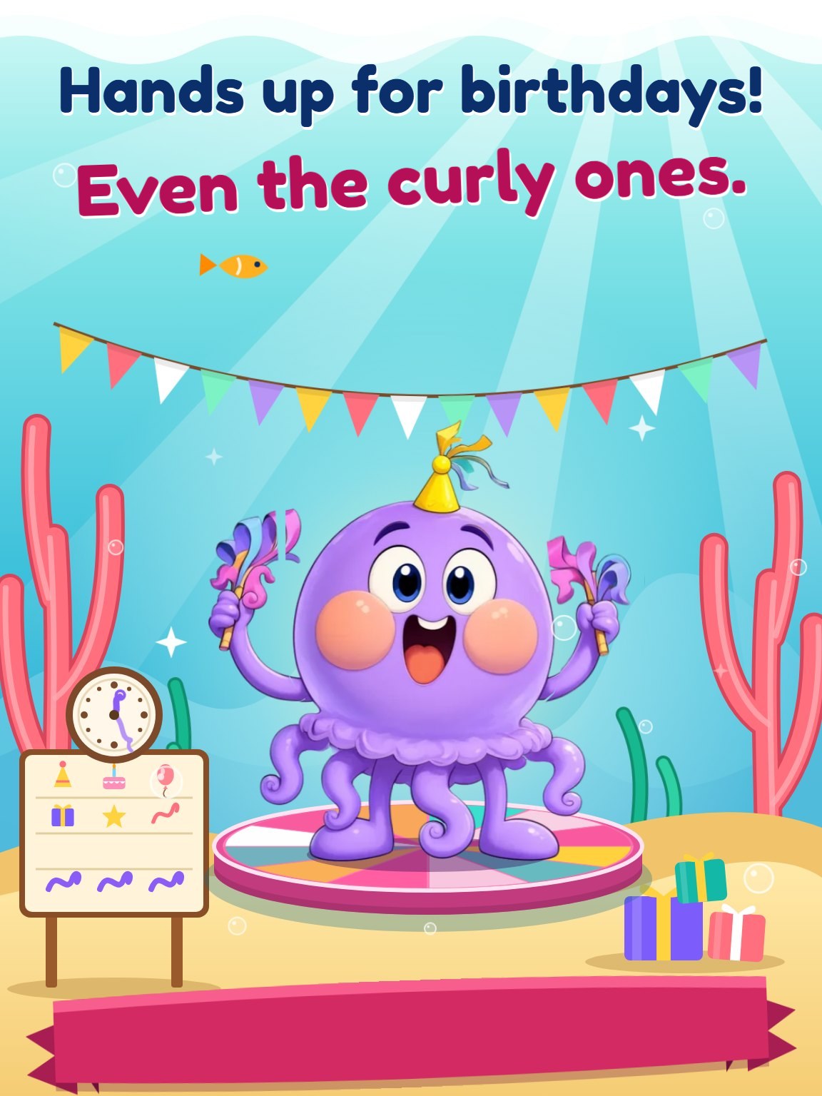 Tentacle Timetable Kids Birthday Card