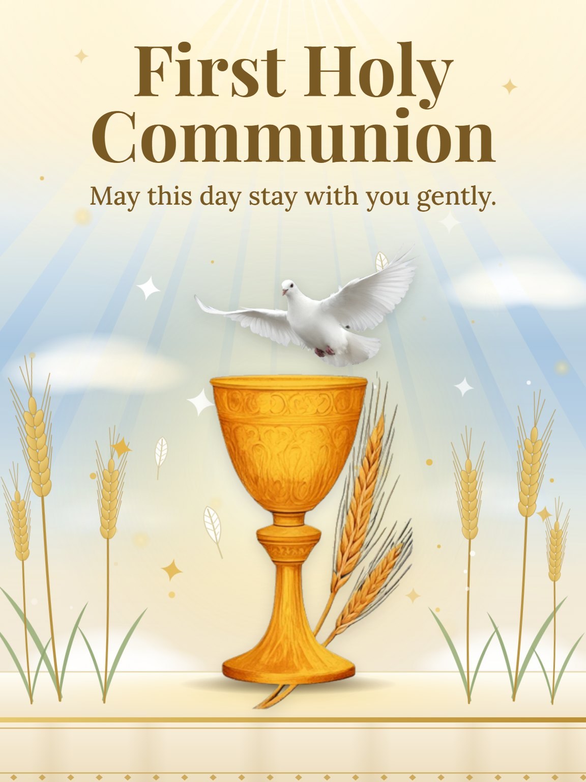 Chalice and Wheat First Communion Card