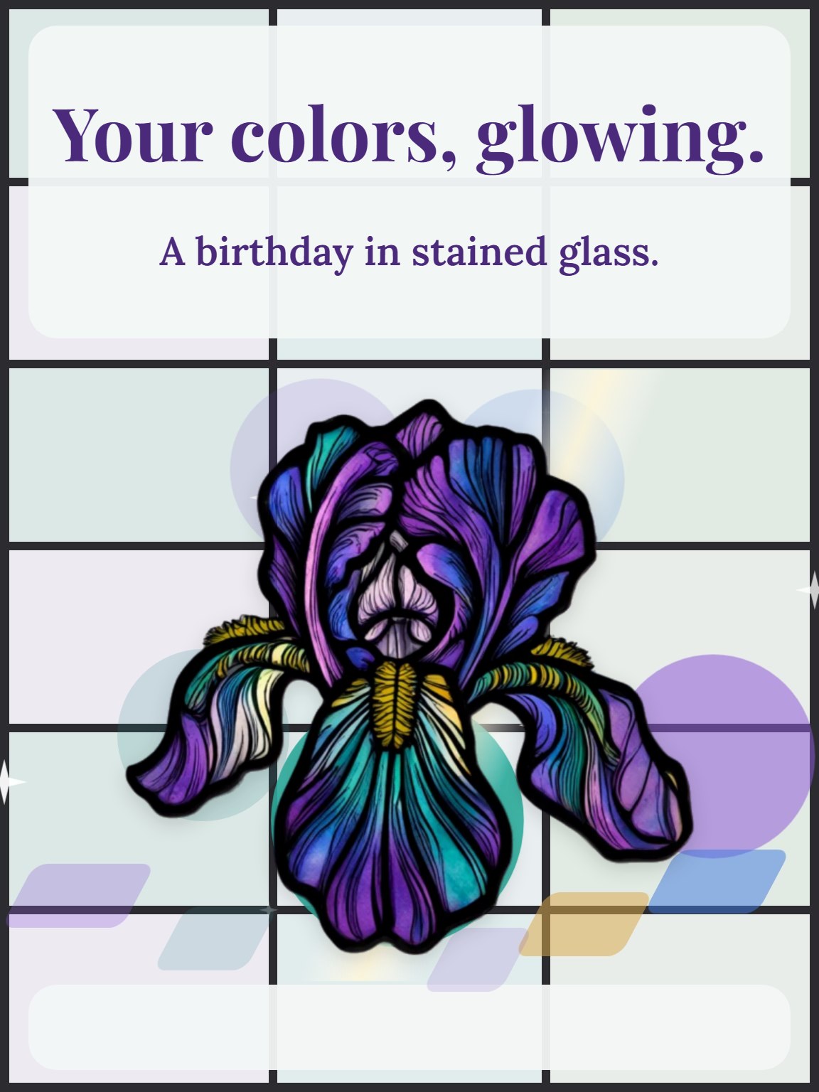 Iris Window Women's Birthday Card