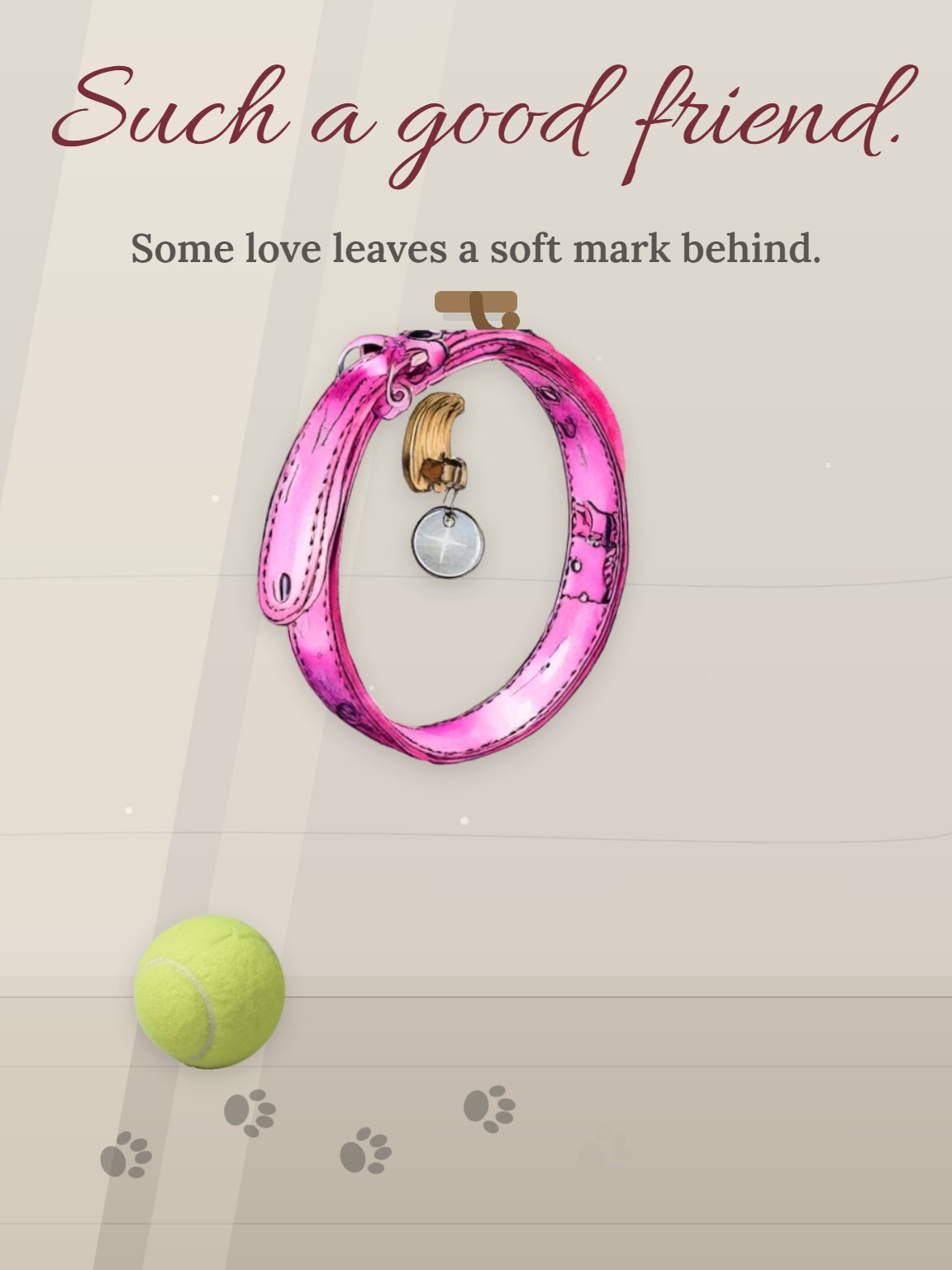 A Little Collar on a Hook Pet Sympathy Card