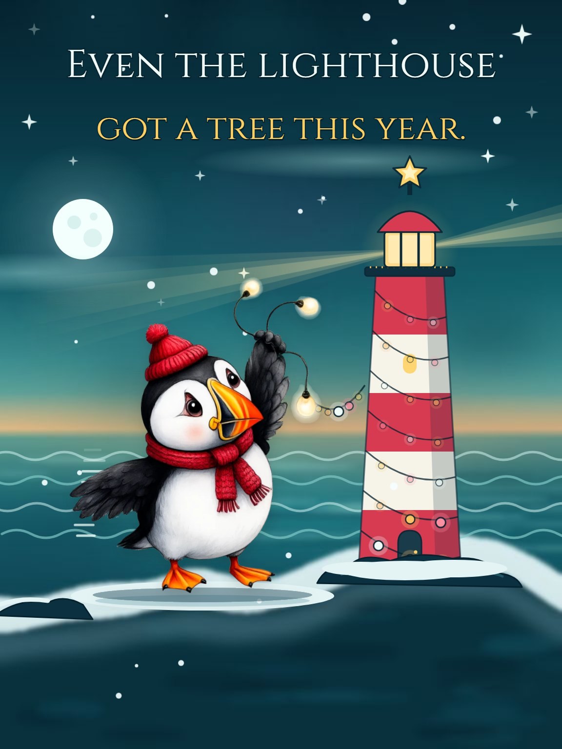 Lighthouse Tree Christmas Card
