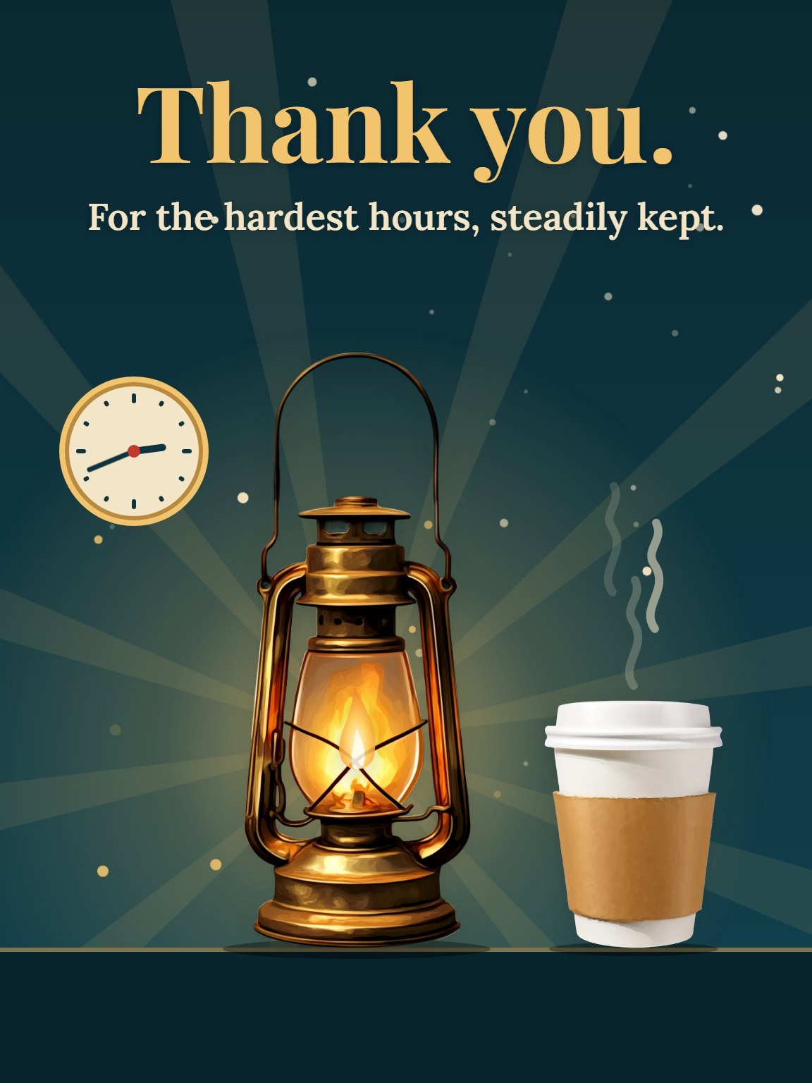 Lantern for the Night Shift Healthcare Worker Thank You Card