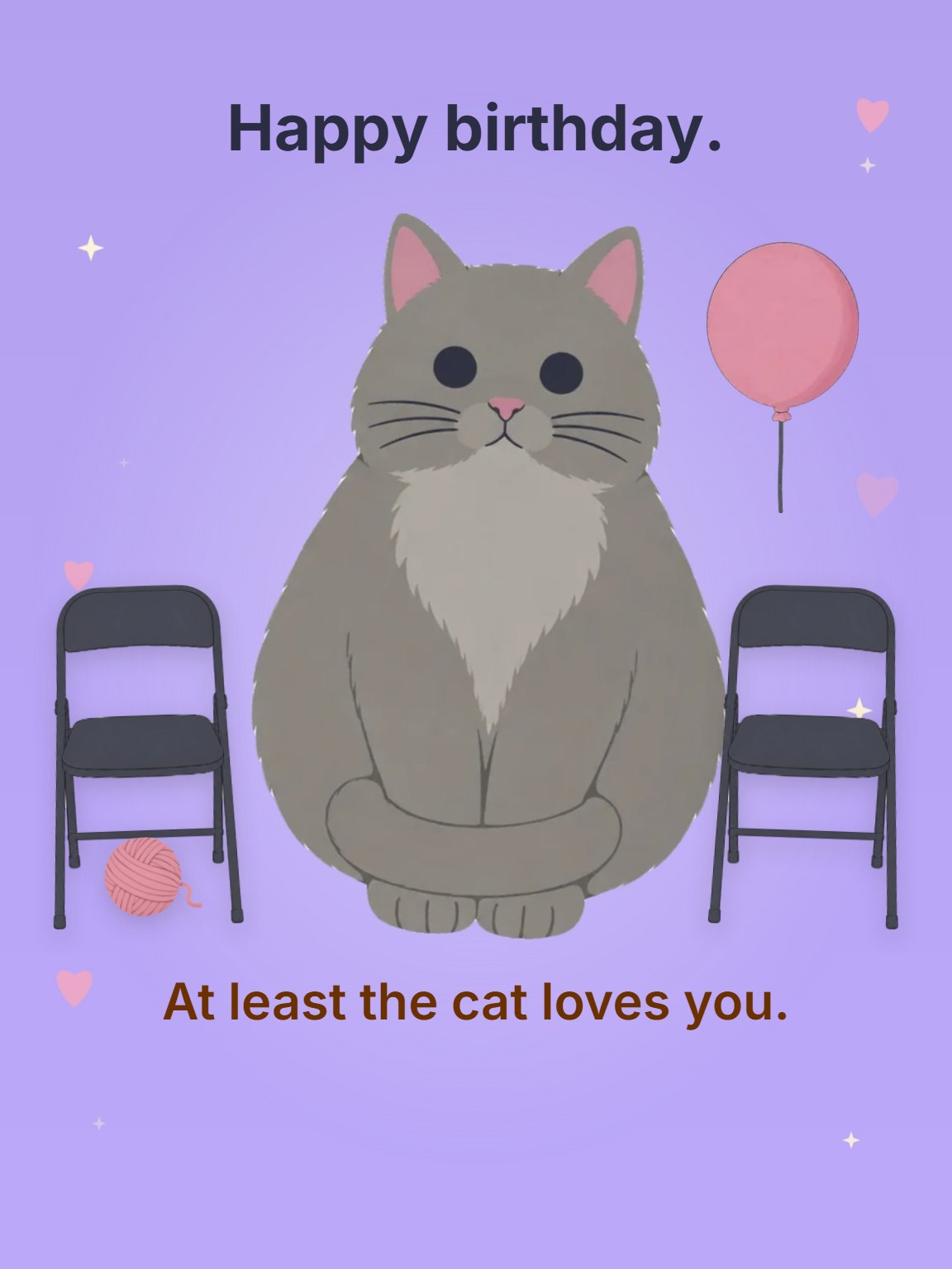 The Cat Loves You Funny Birthday Card