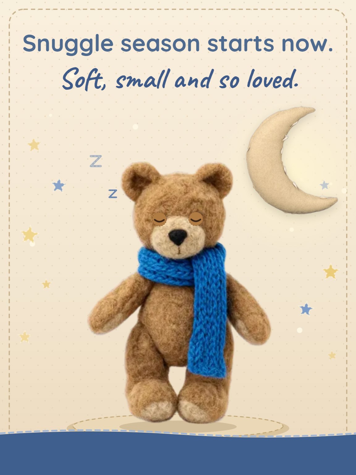 Felted Bear Cub New Baby Boy Card